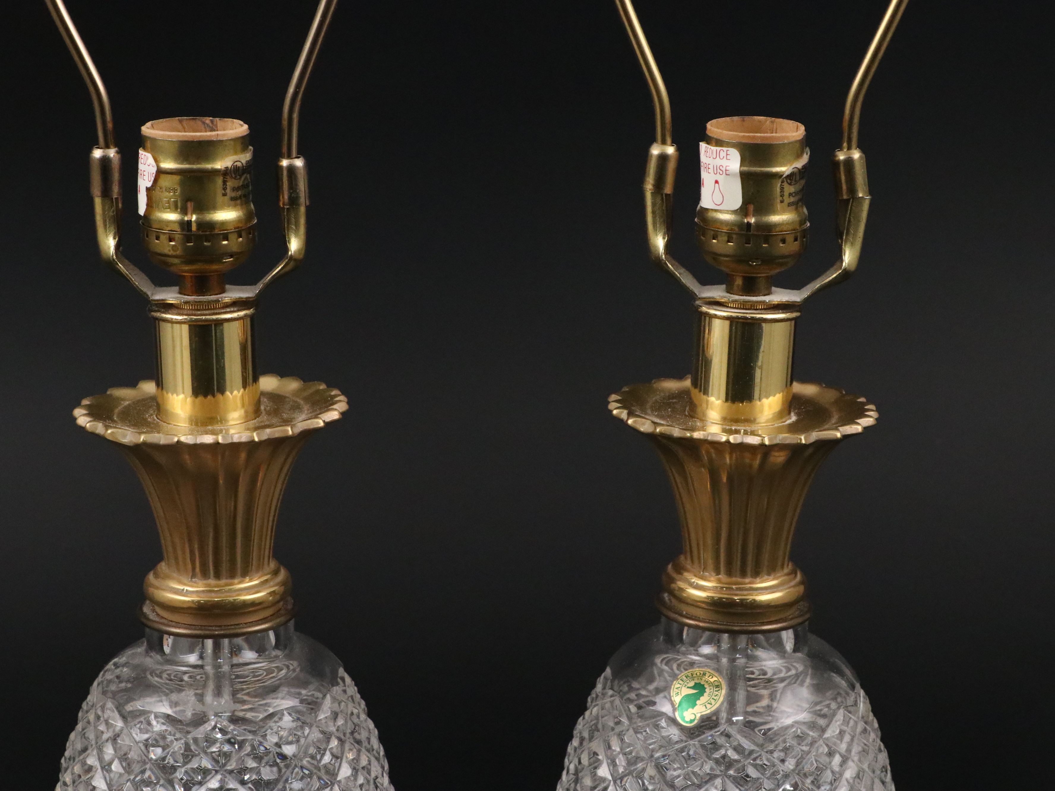 Waterford Crystal Hospitality Collection Table Lamps with Silk Bell Shades