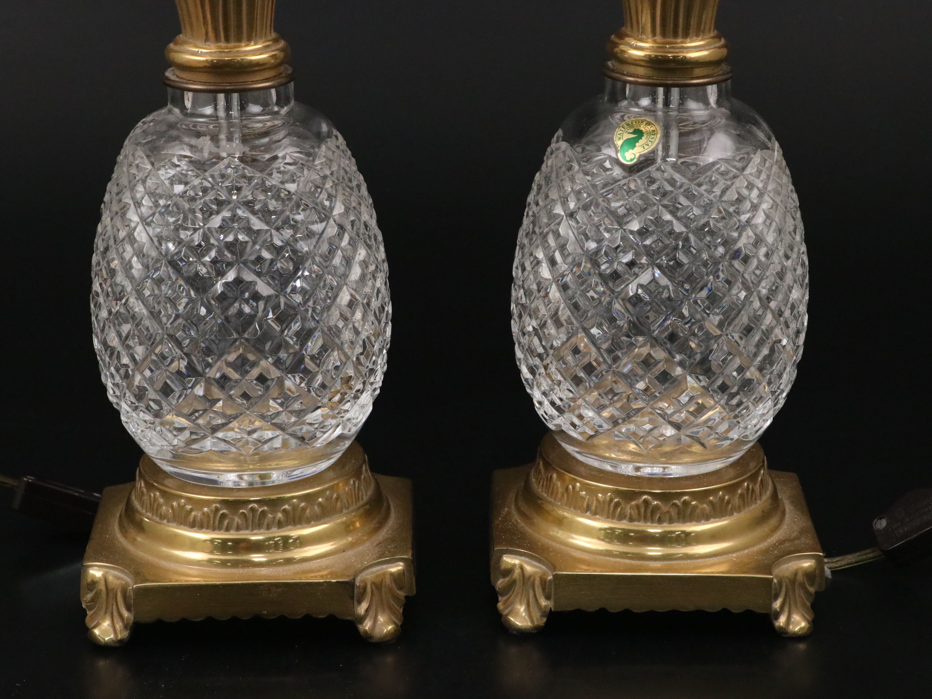 Waterford Crystal Hospitality Collection Table Lamps with Silk Bell Shades