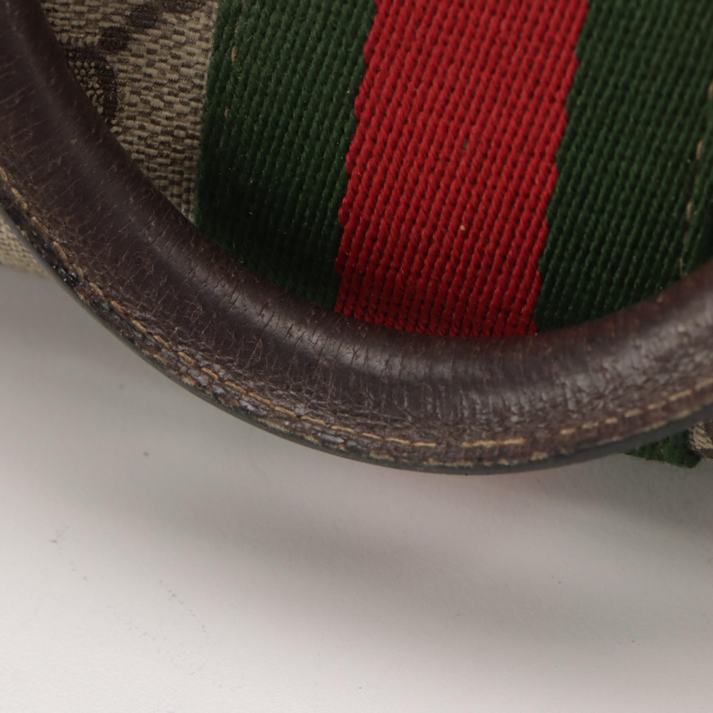 Gucci Accessory Collection Vintage Boston Bag in Web Striped GG Supreme Canvas