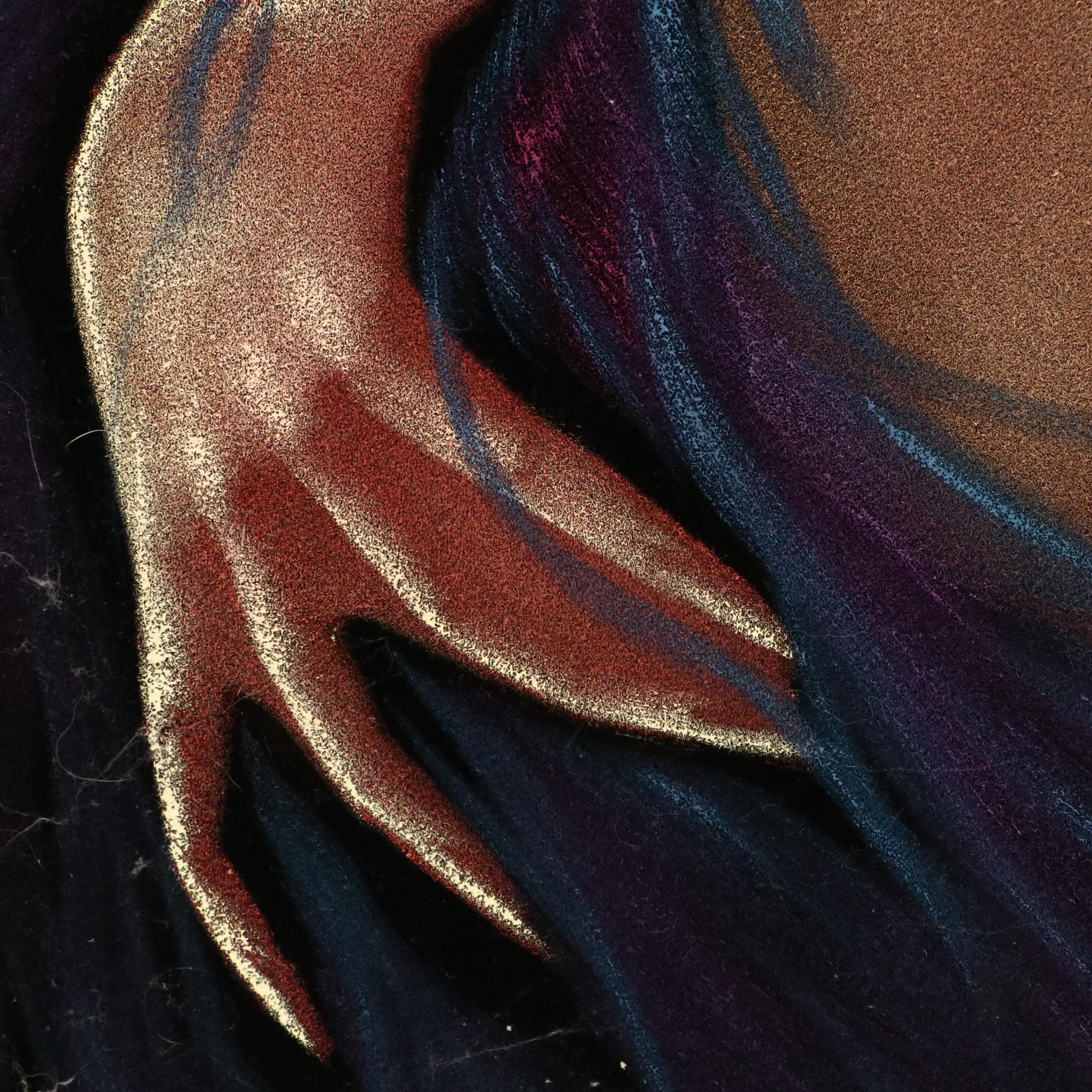 Female Nude Acrylic Painting on Velvet, Late 20th Century