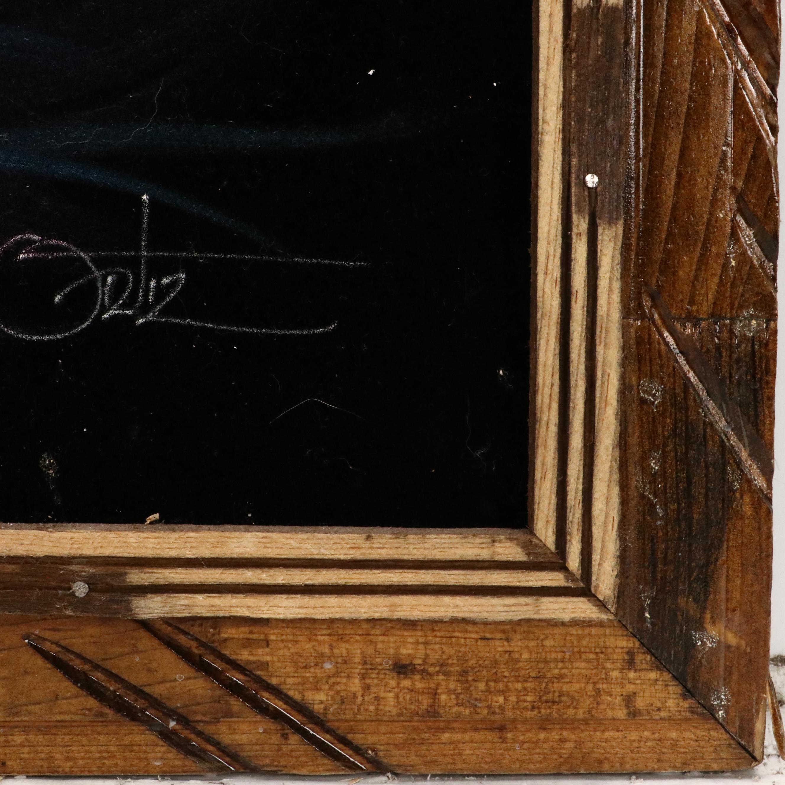 Female Nude Acrylic Painting on Velvet, Late 20th Century