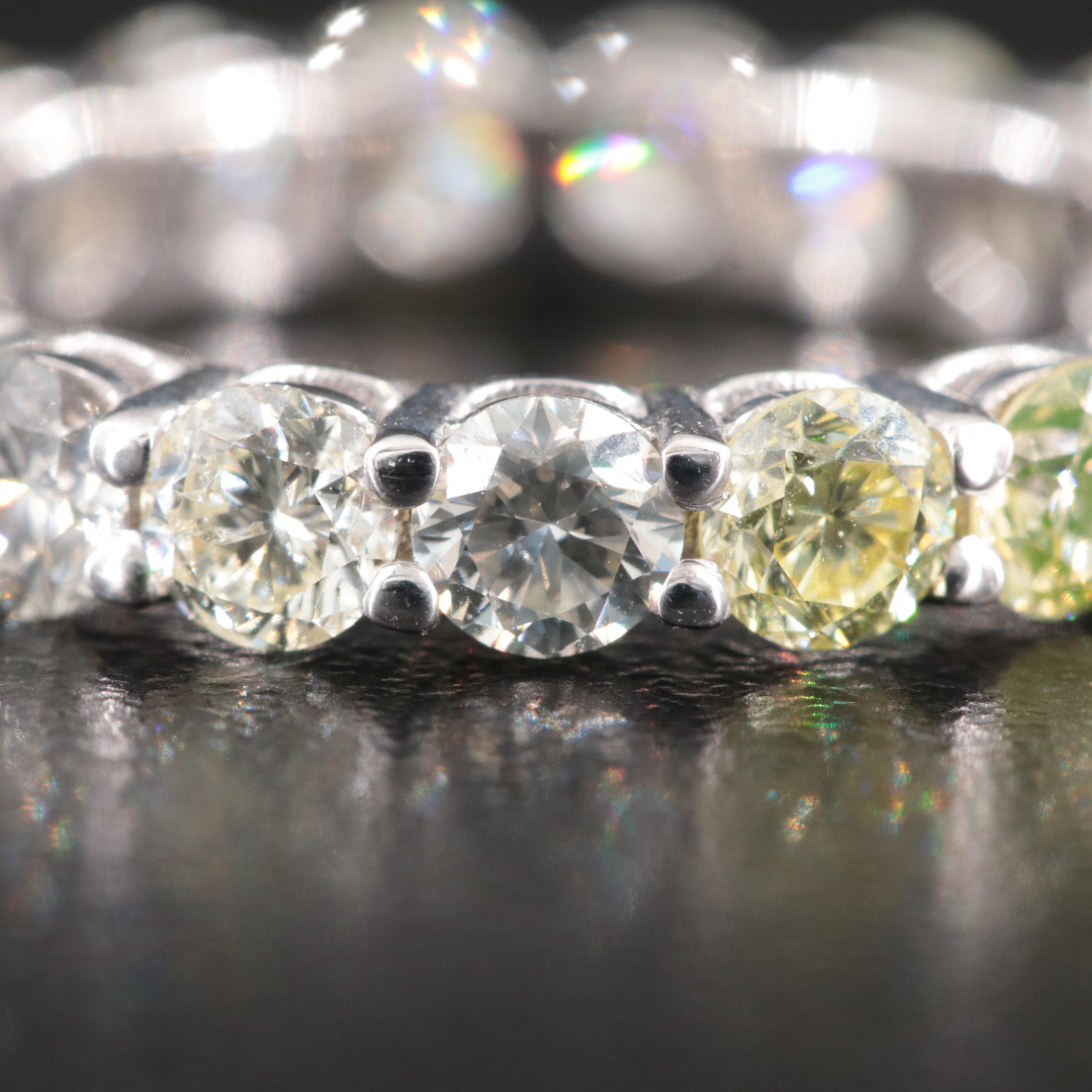 18K 3.54 CTW Diamond Eternity and with IGI Jewelry Report with Fancy Diamonds