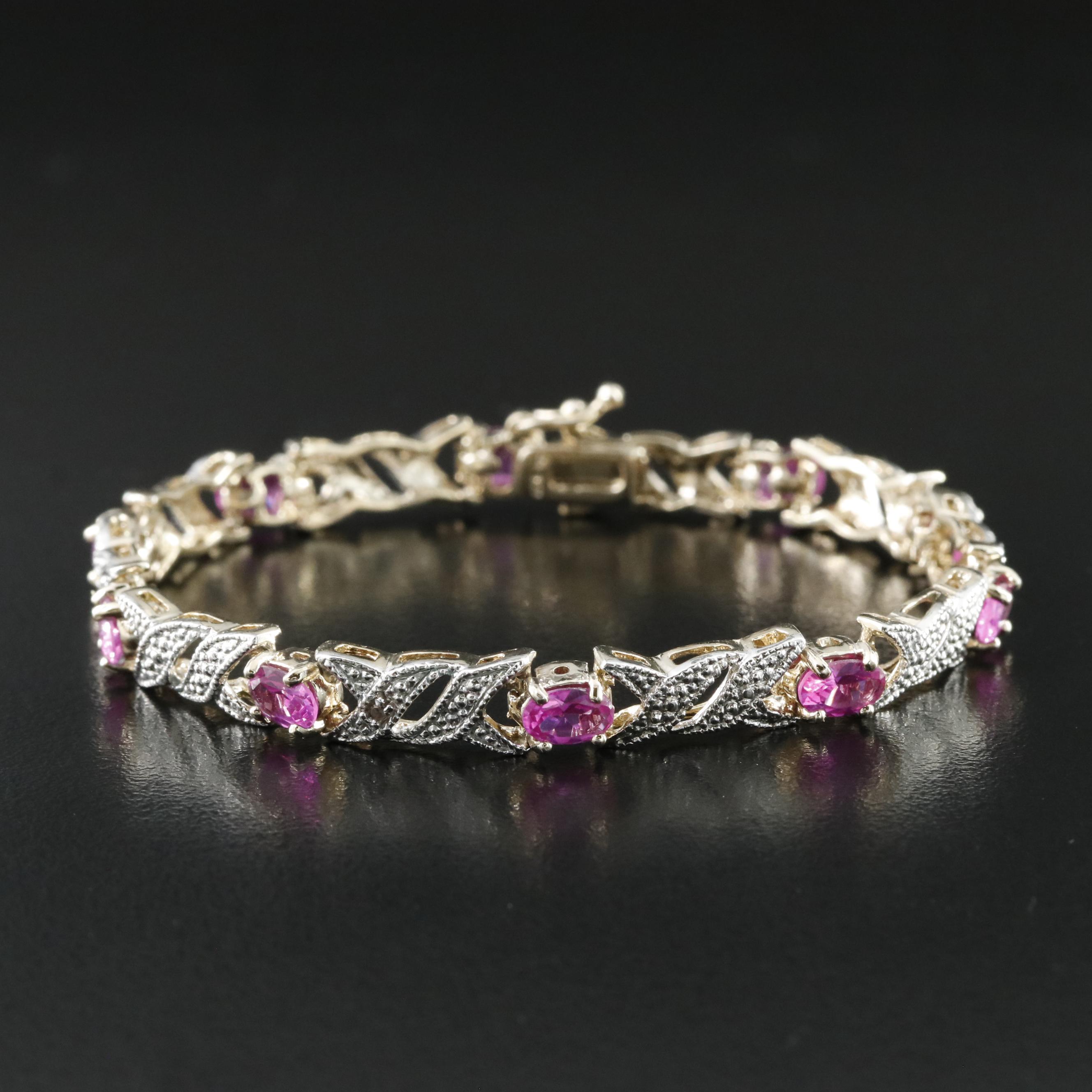 Sterling Bracelet with Ruby and Diamond