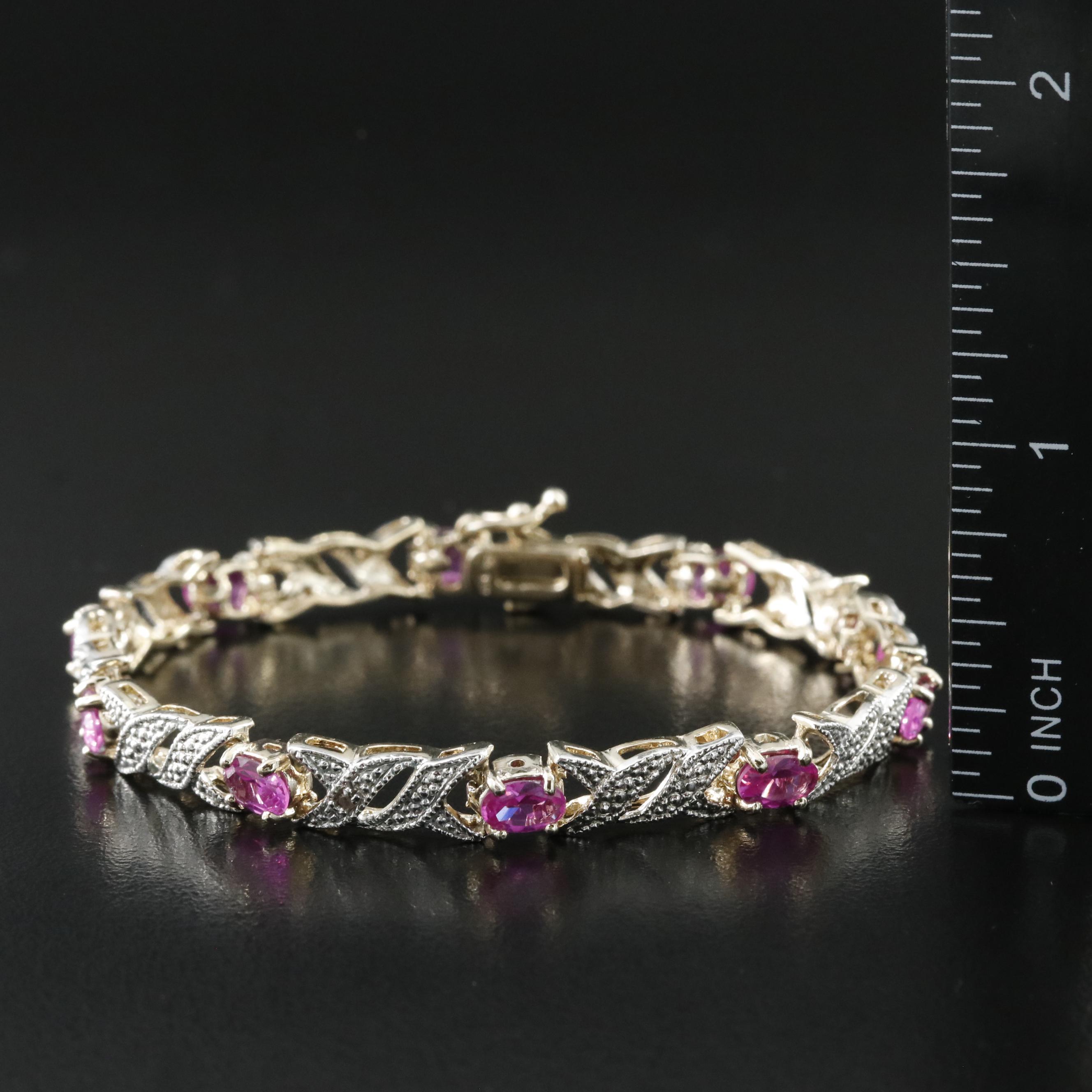 Sterling Bracelet with Ruby and Diamond
