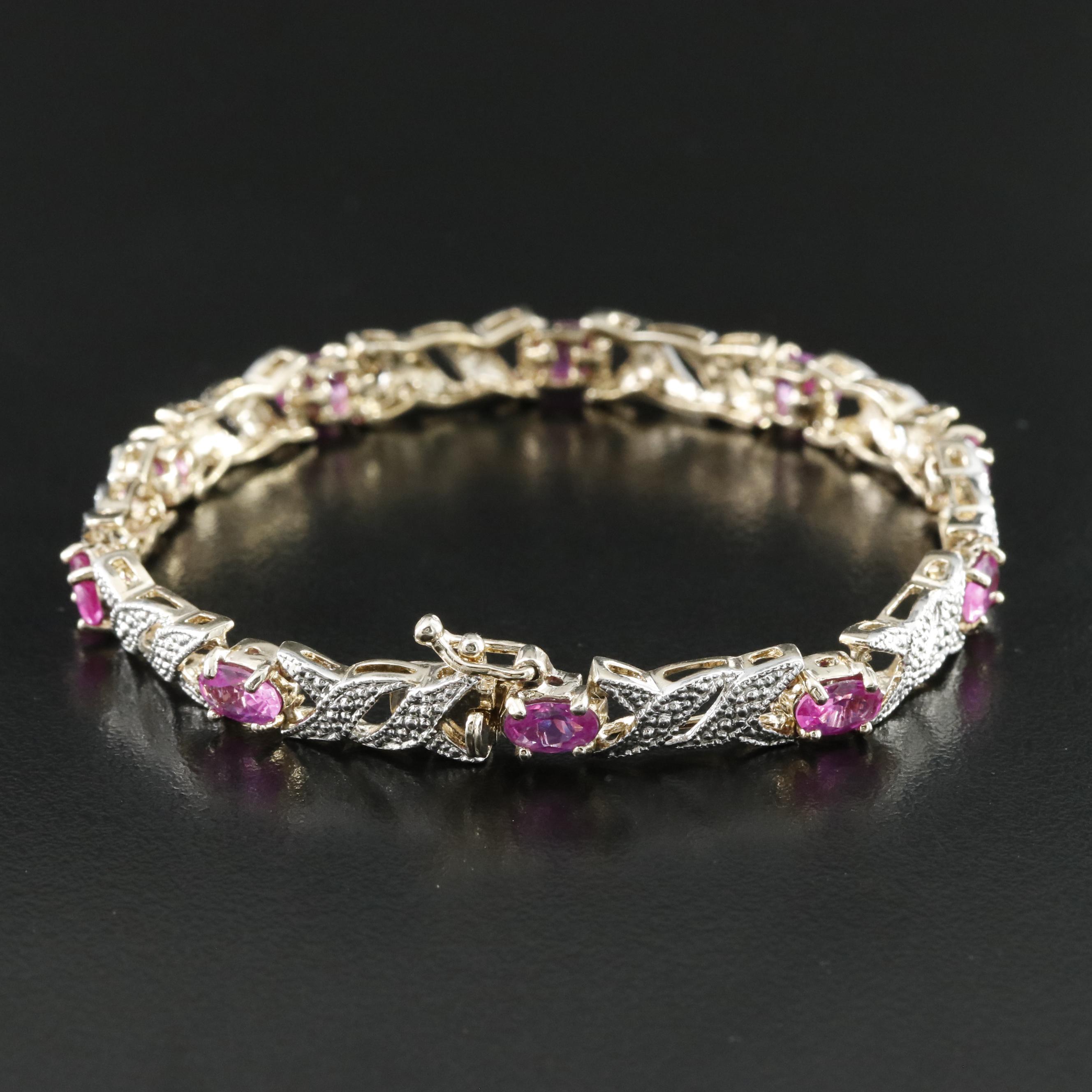 Sterling Bracelet with Ruby and Diamond