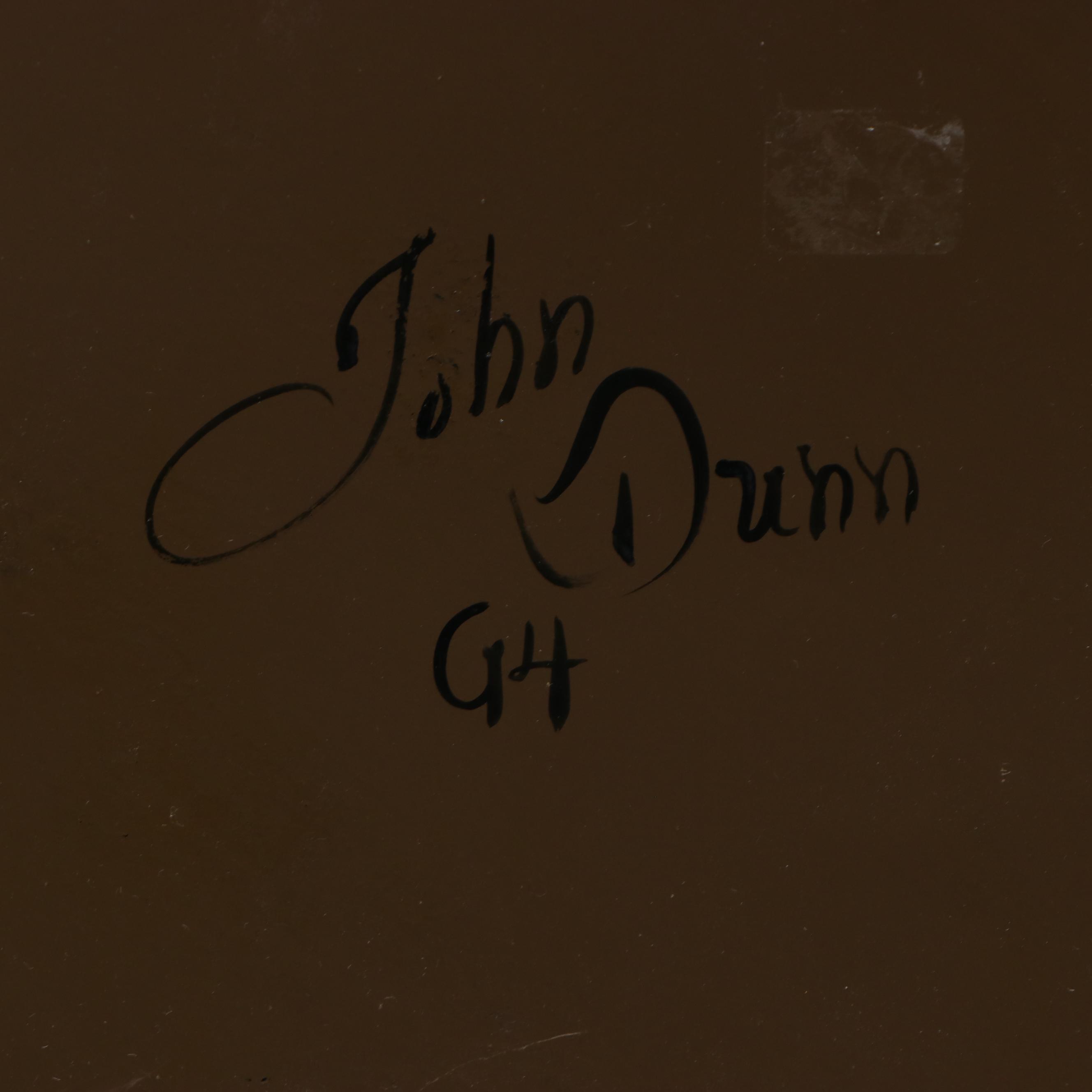 John Dunn Hand-Painted Folk Art Kettle with Tole Style Wood and Metal Canisters