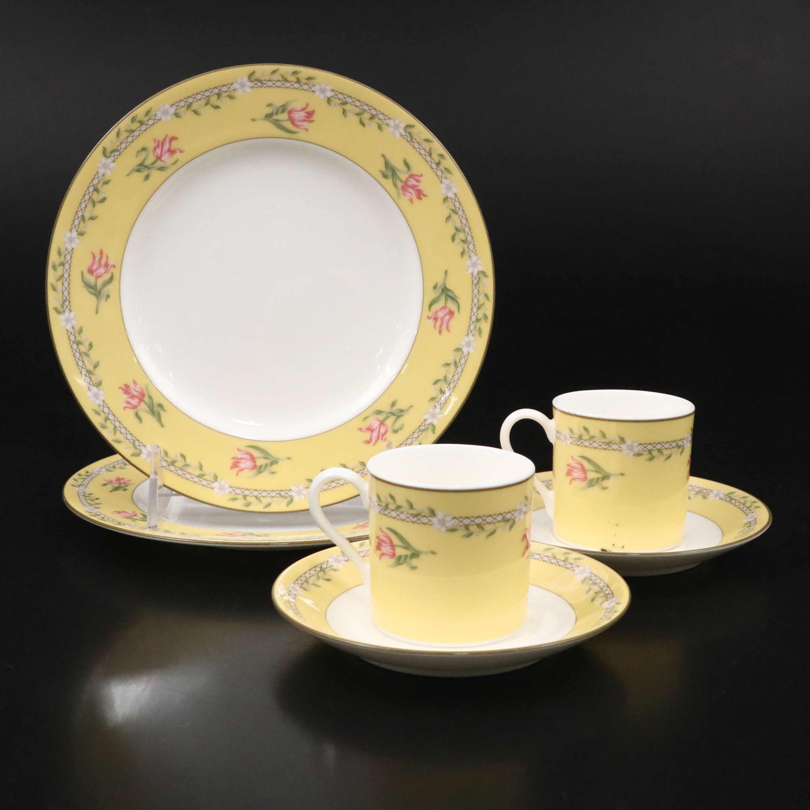 Tiffany & Co. "Pink Tulip" Demitasse, Saucers and Salad Plates