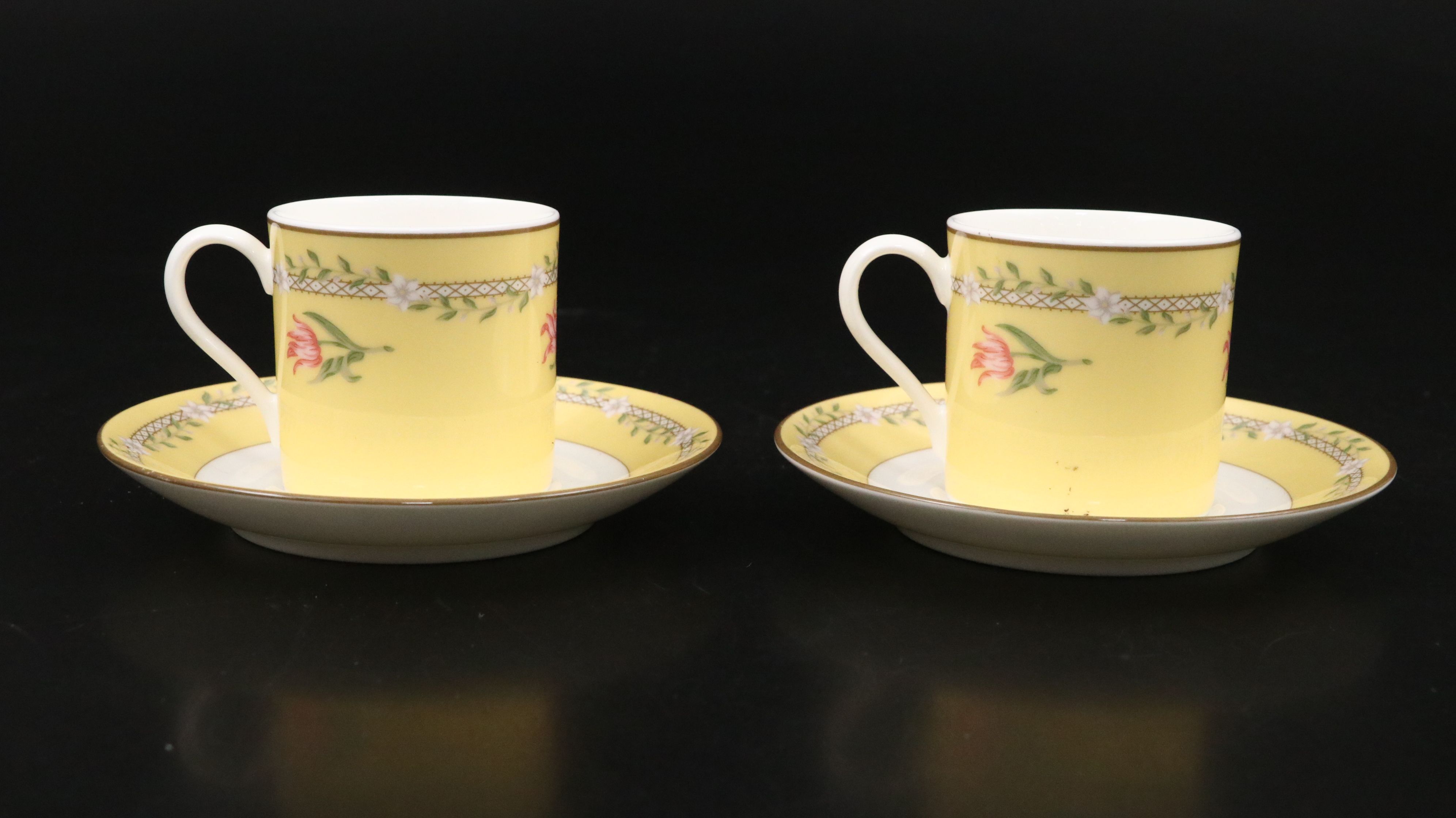 Tiffany & Co. "Pink Tulip" Demitasse, Saucers and Salad Plates