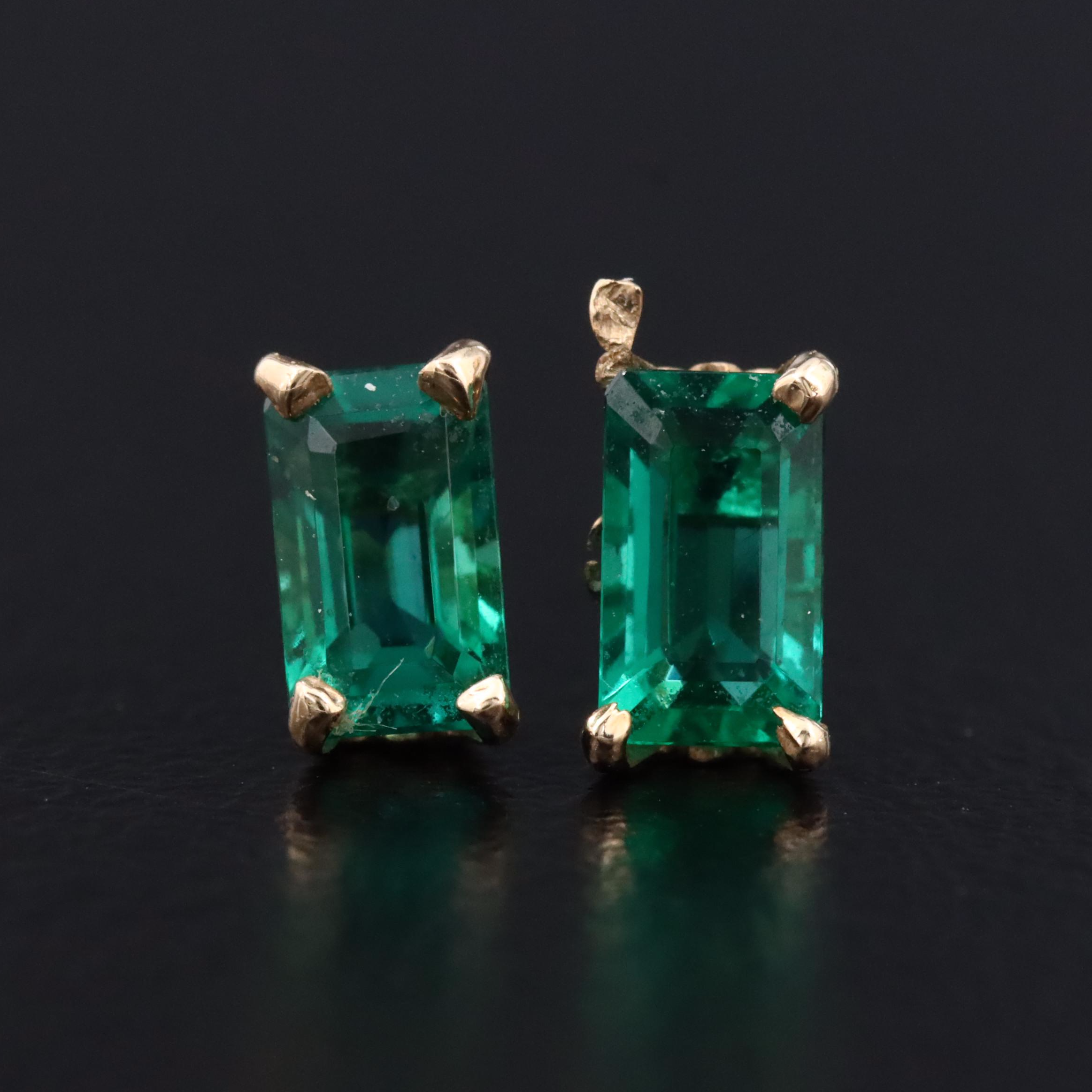 14K Emerald Stud Earrings