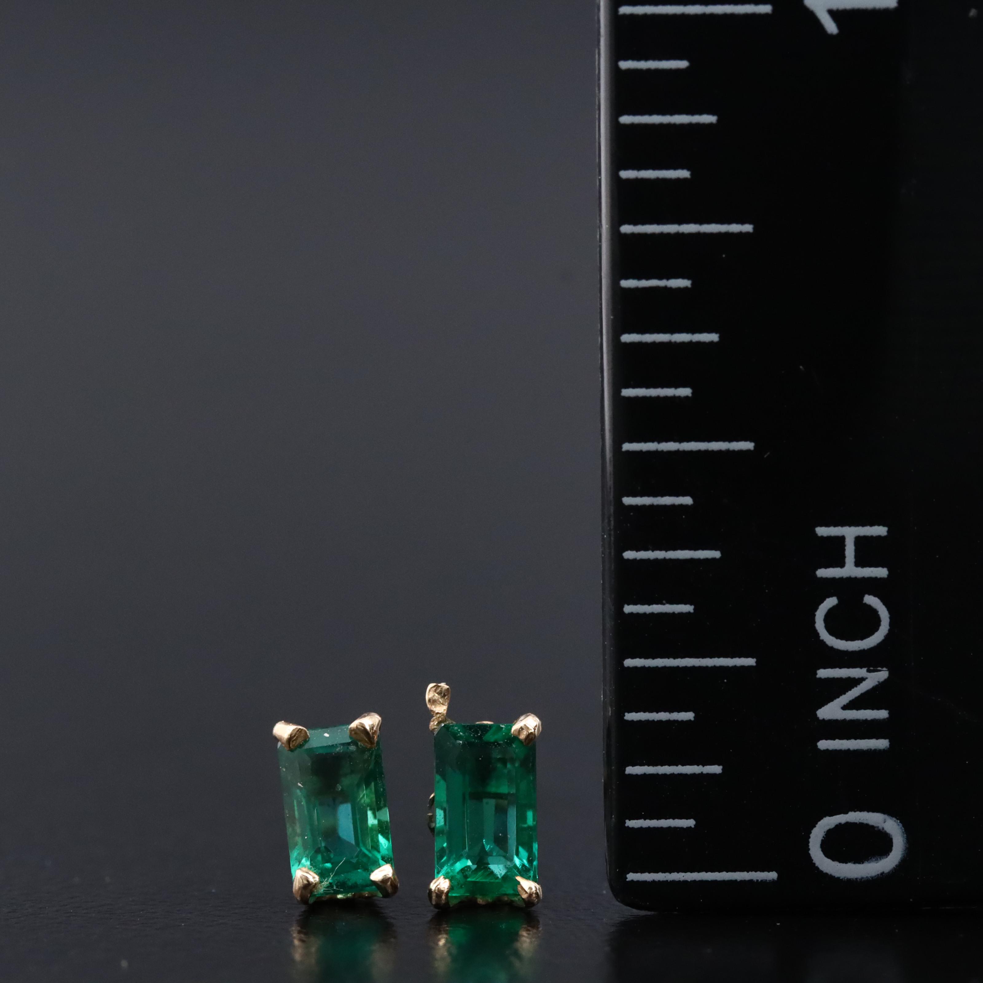14K Emerald Stud Earrings