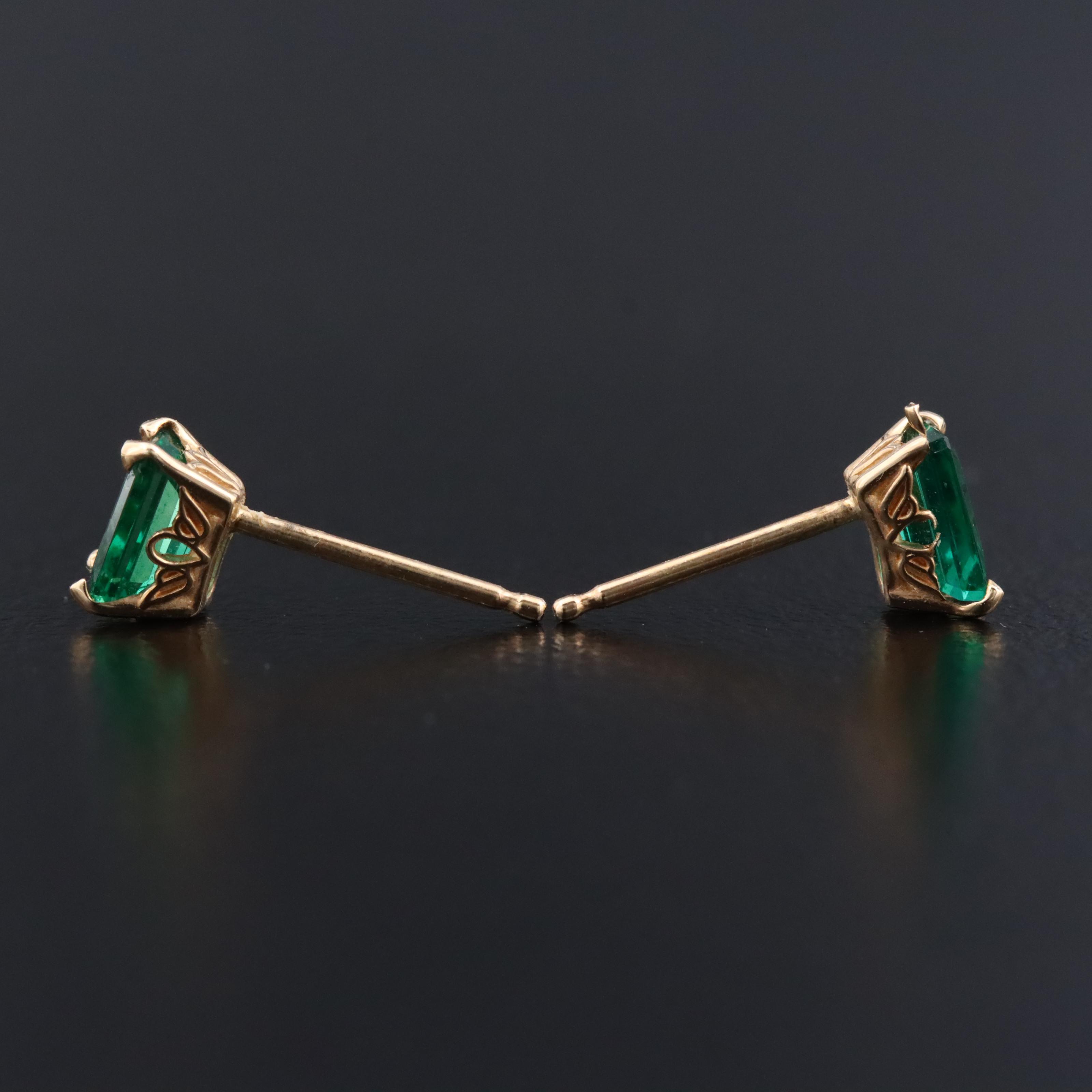 14K Emerald Stud Earrings