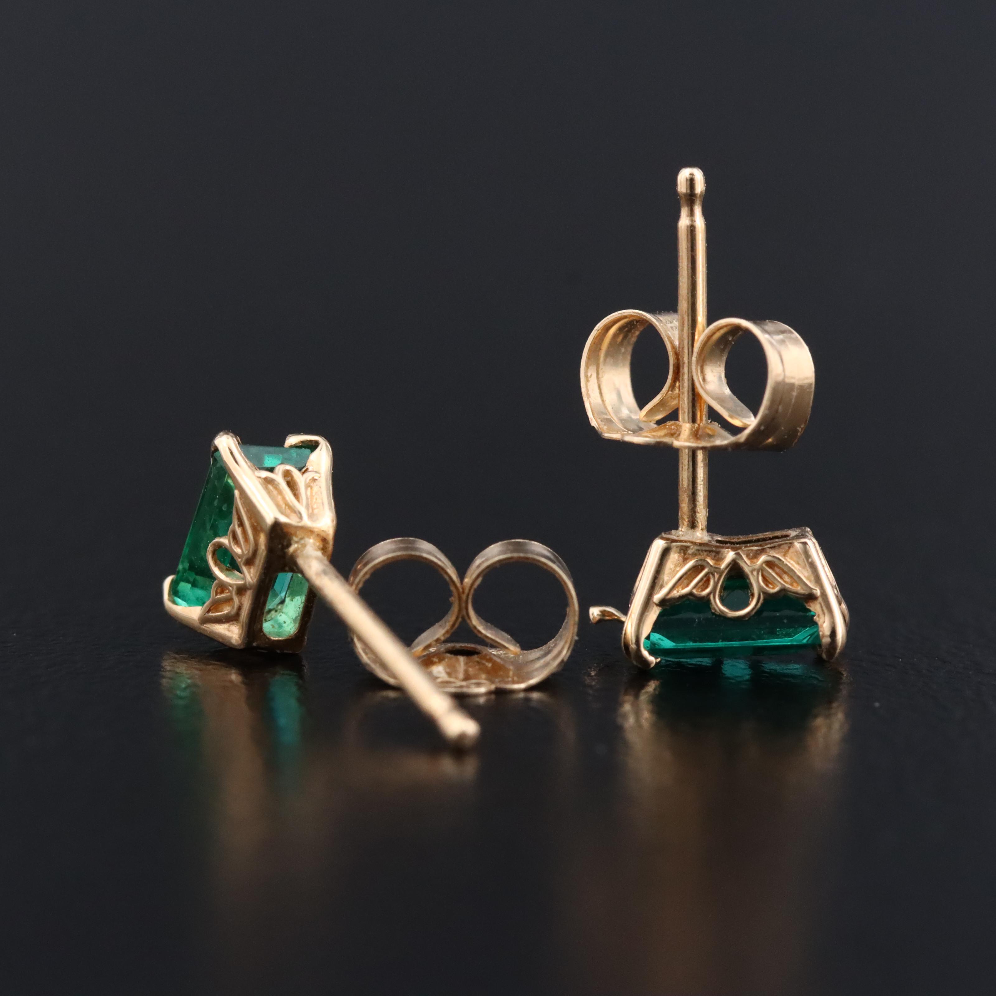 14K Emerald Stud Earrings