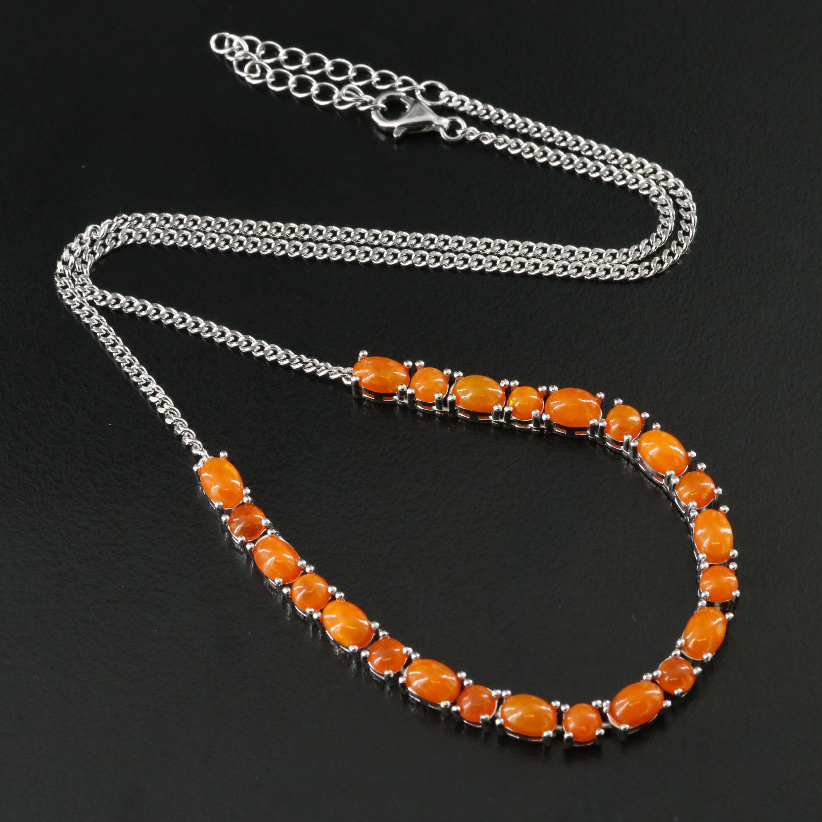 Sterling Fire Opal Necklace