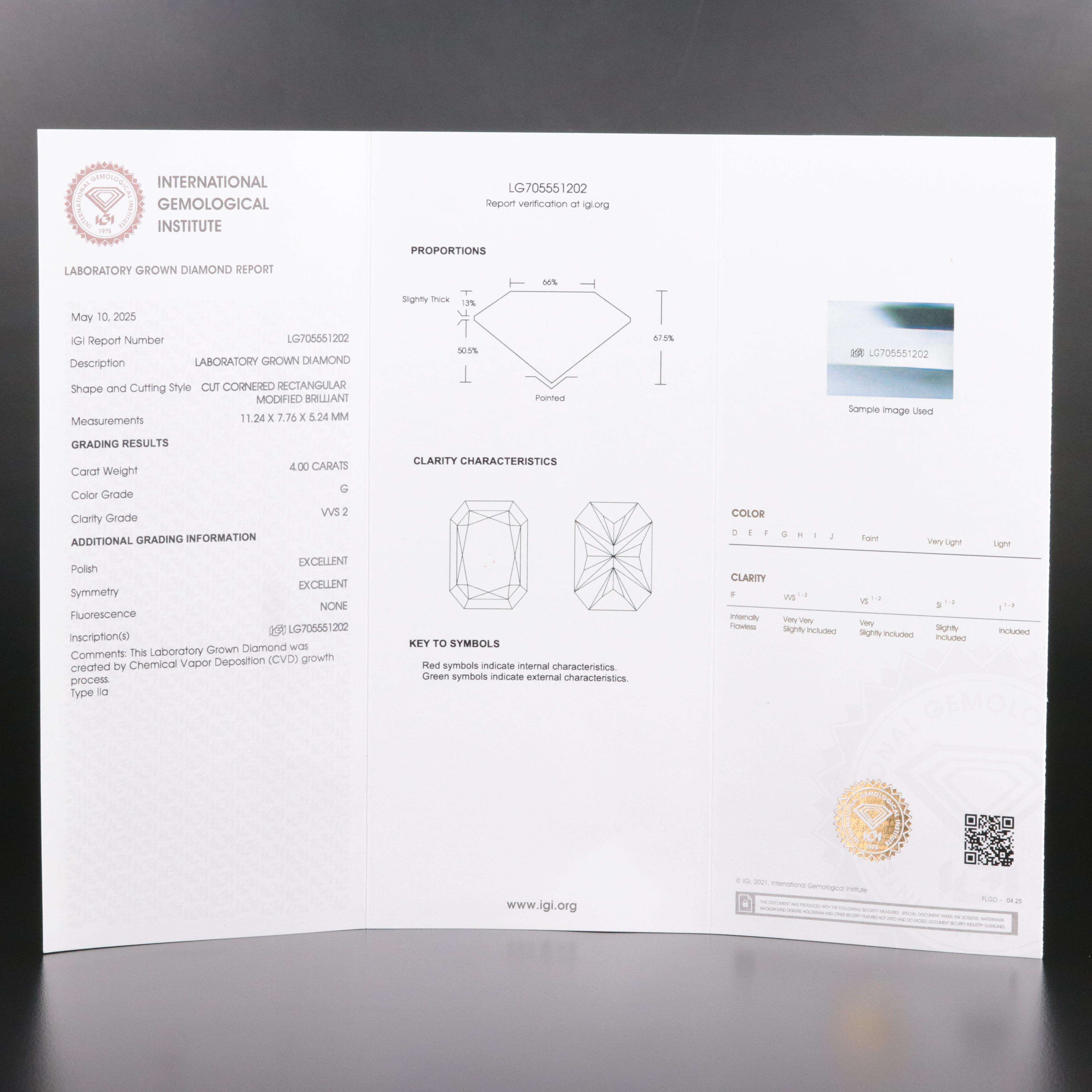 14K 4.18 CTW Lab Grown Diamond Ring with IGI Report