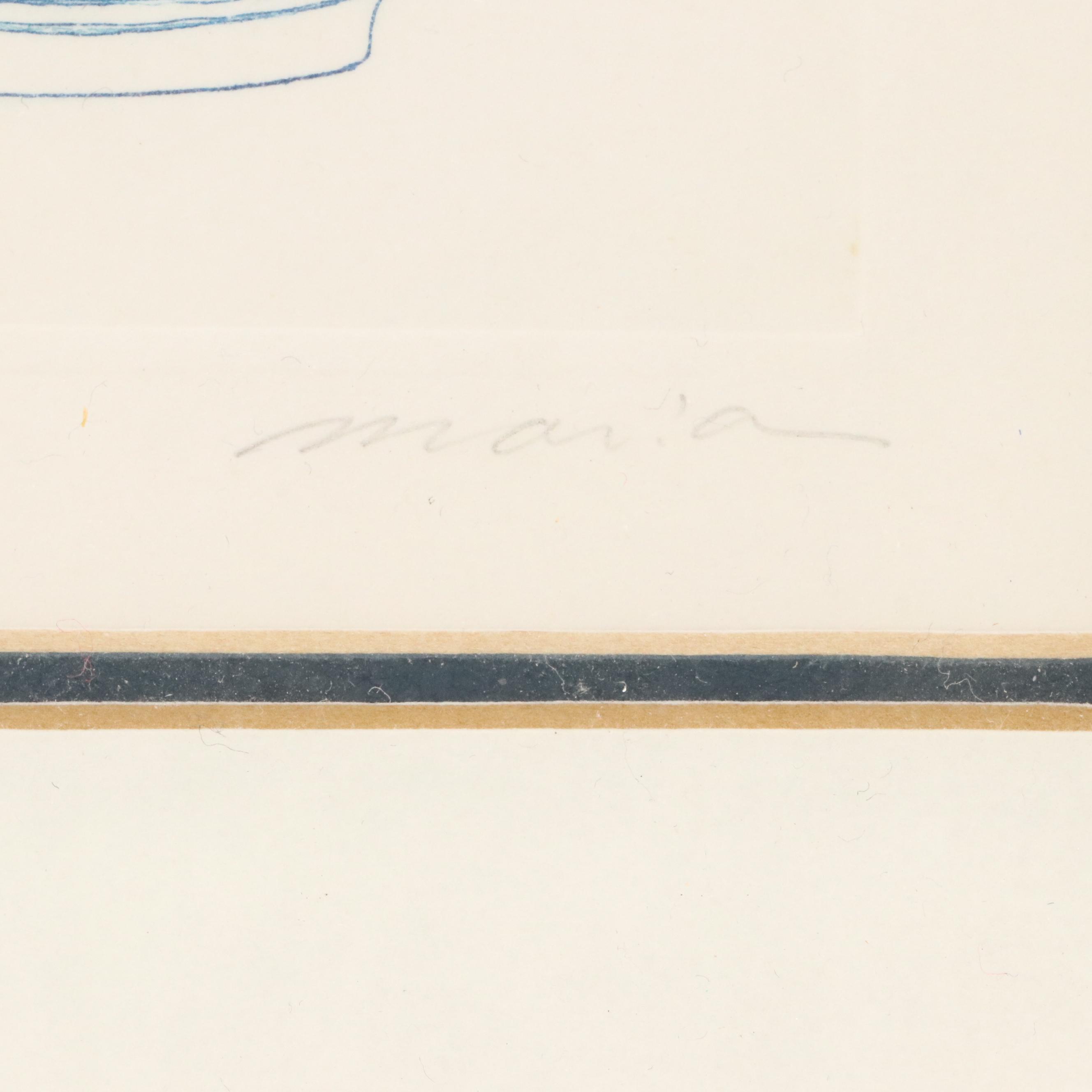 Two Blue Etchings of East Asian Bowls