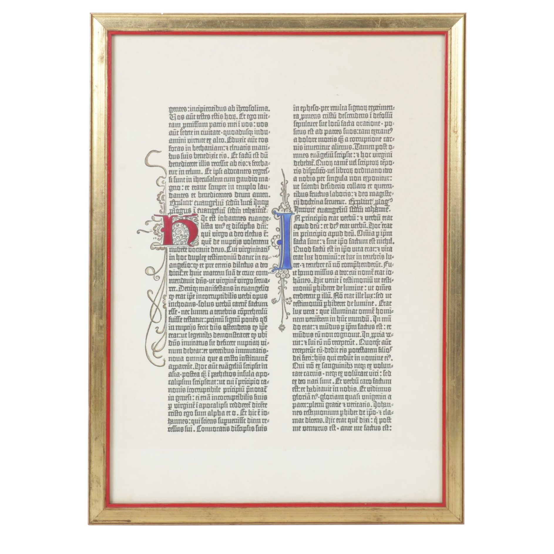 Framed Gutenberg Bible Page Replica of the Gospel of John