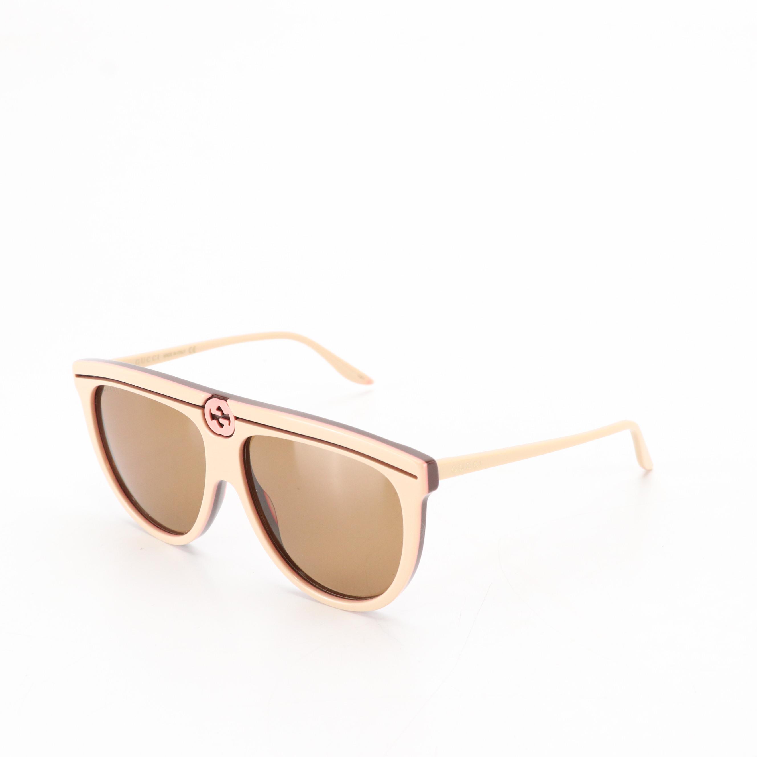 Gucci GG0732S Beige Brown Sunglasses with Box