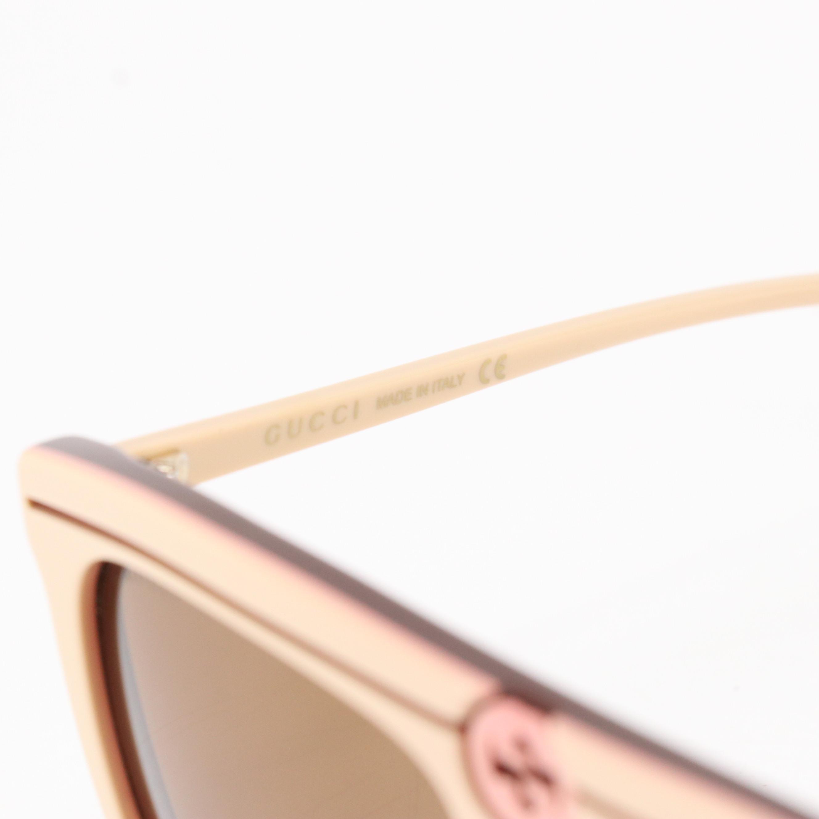 Gucci GG0732S Beige Brown Sunglasses with Box