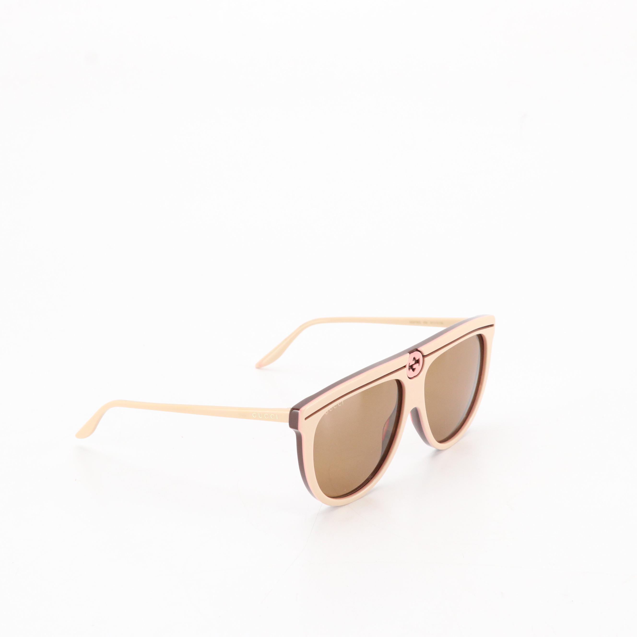 Gucci GG0732S Beige Brown Sunglasses with Box