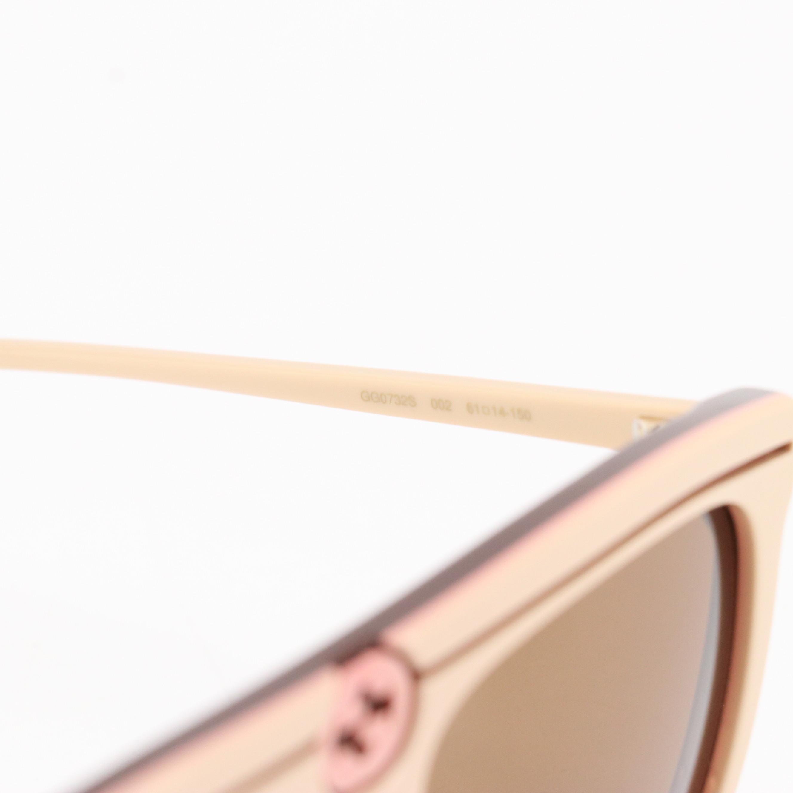 Gucci GG0732S Beige Brown Sunglasses with Box