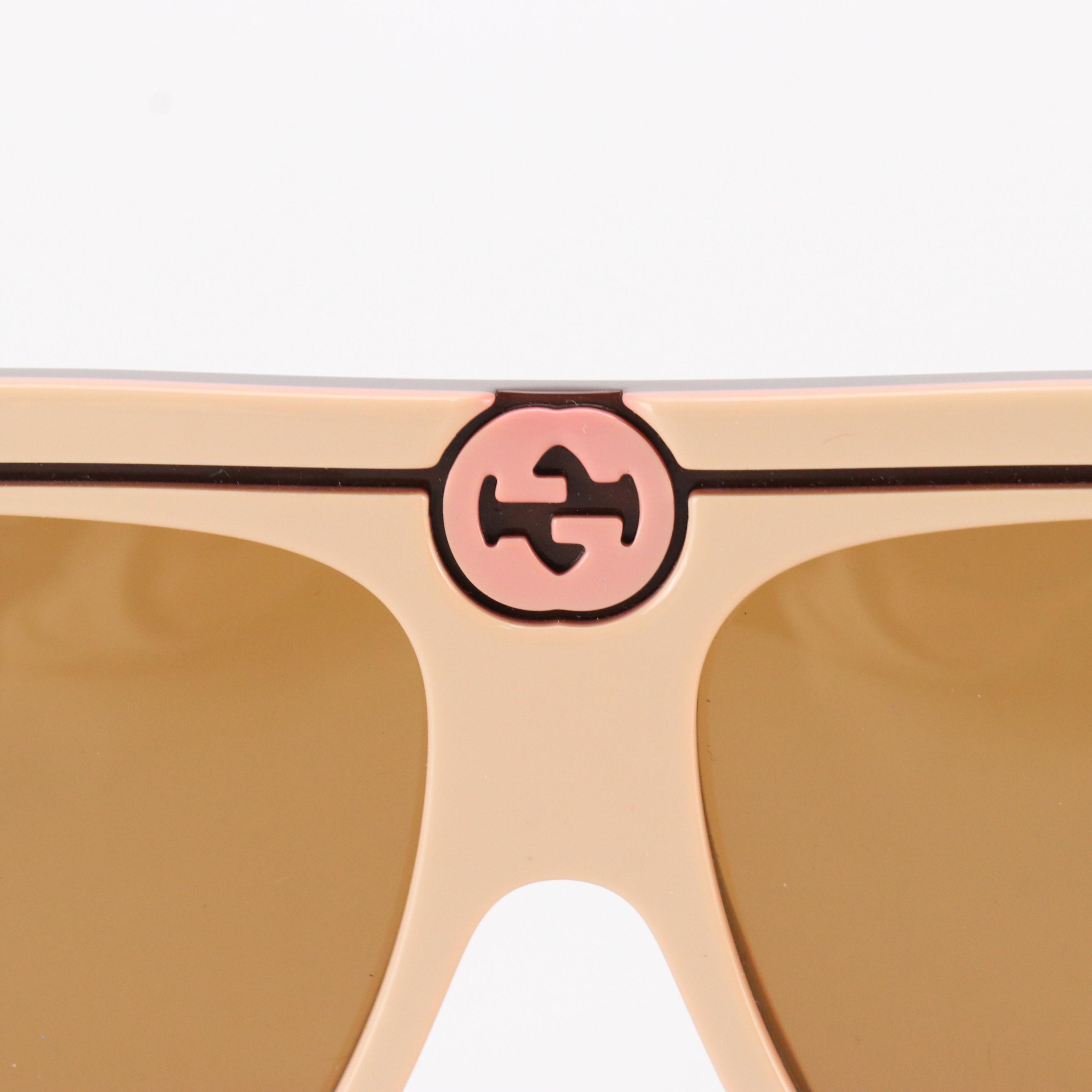 Gucci GG0732S Beige Brown Sunglasses with Box