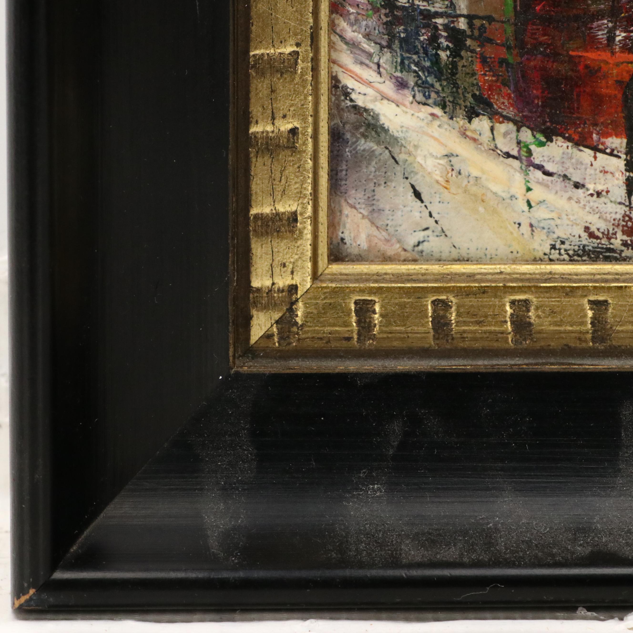 Maurille Prevost Modernist Parisian Street Scene Oil Painting, Mid-20th Century