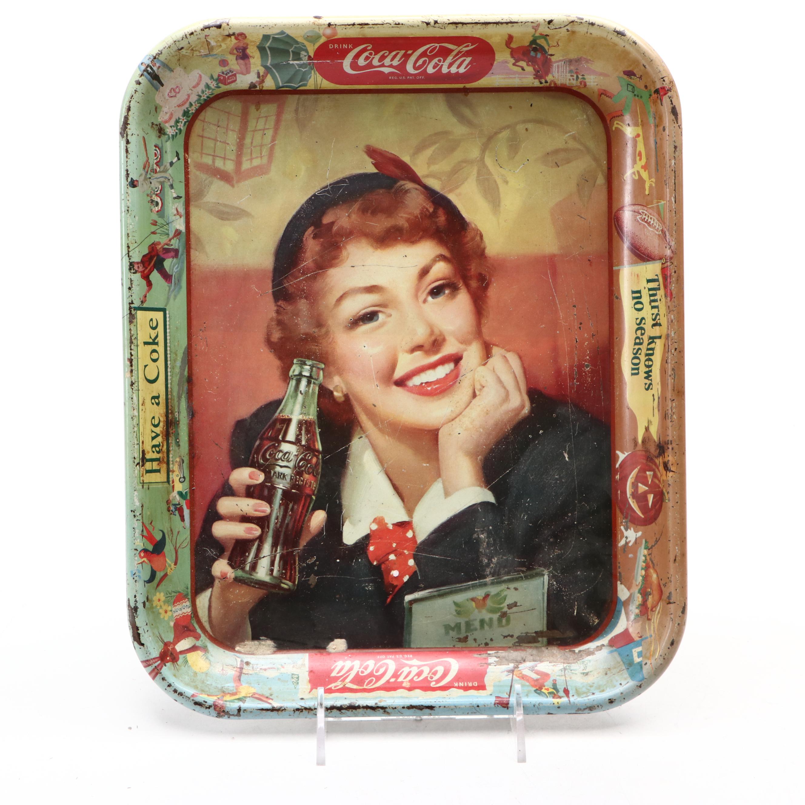 Coca-Cola Lithograph Advertising Tray with Coin Bank and More Memorabilia