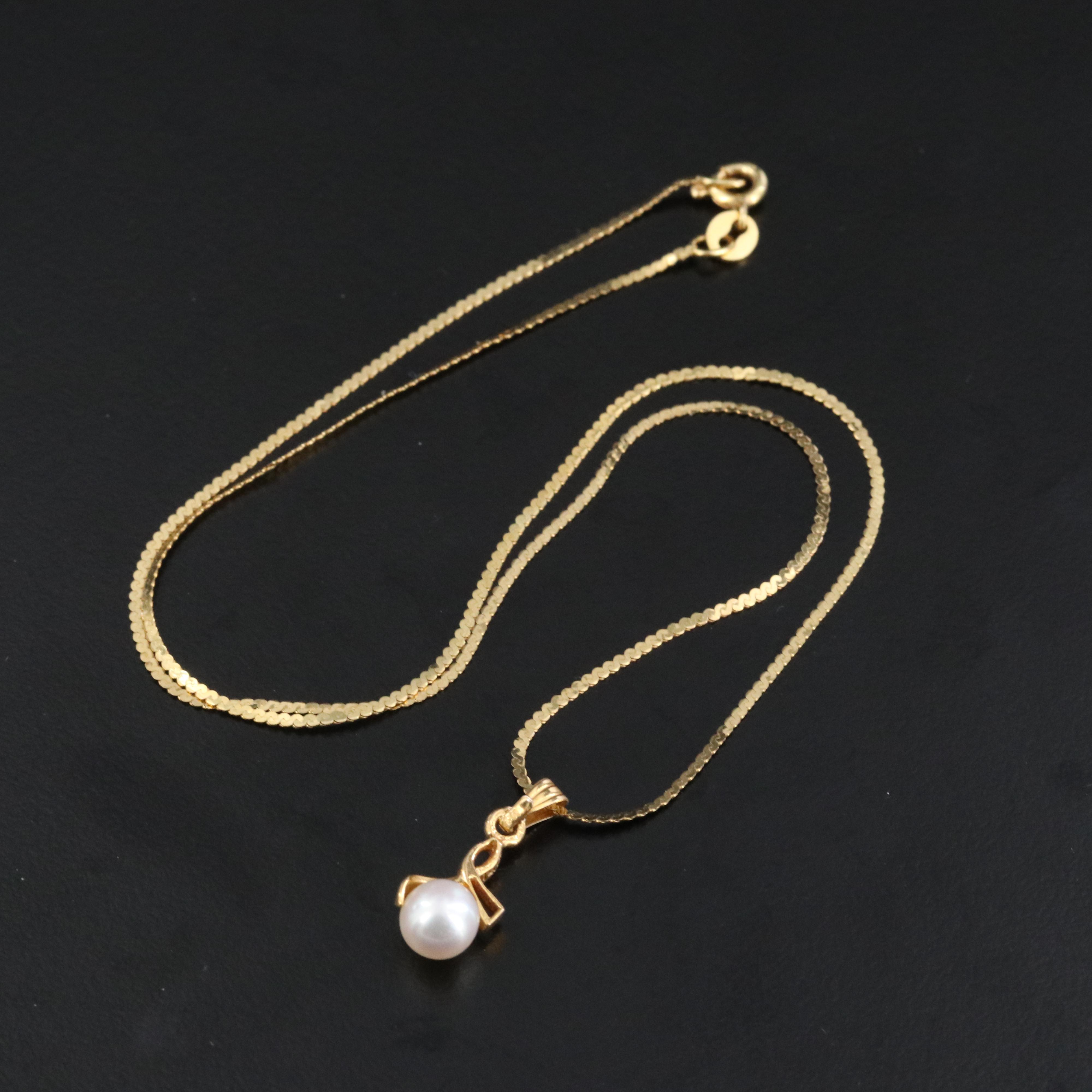 14K Pearl Pendant Necklace