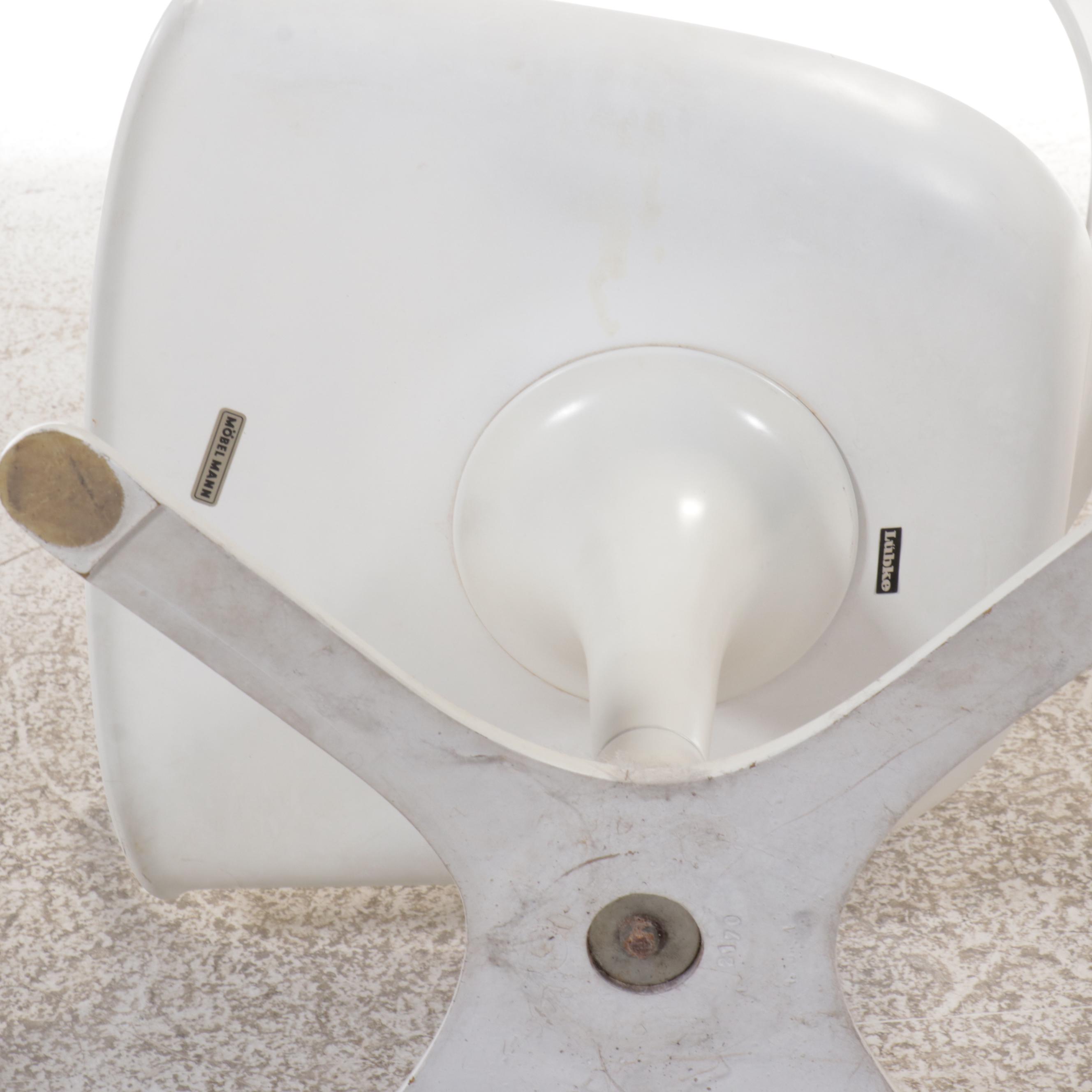 Pair of Lübke "Möbel Mann" Mid Century Modern White Acrylic Armchairs