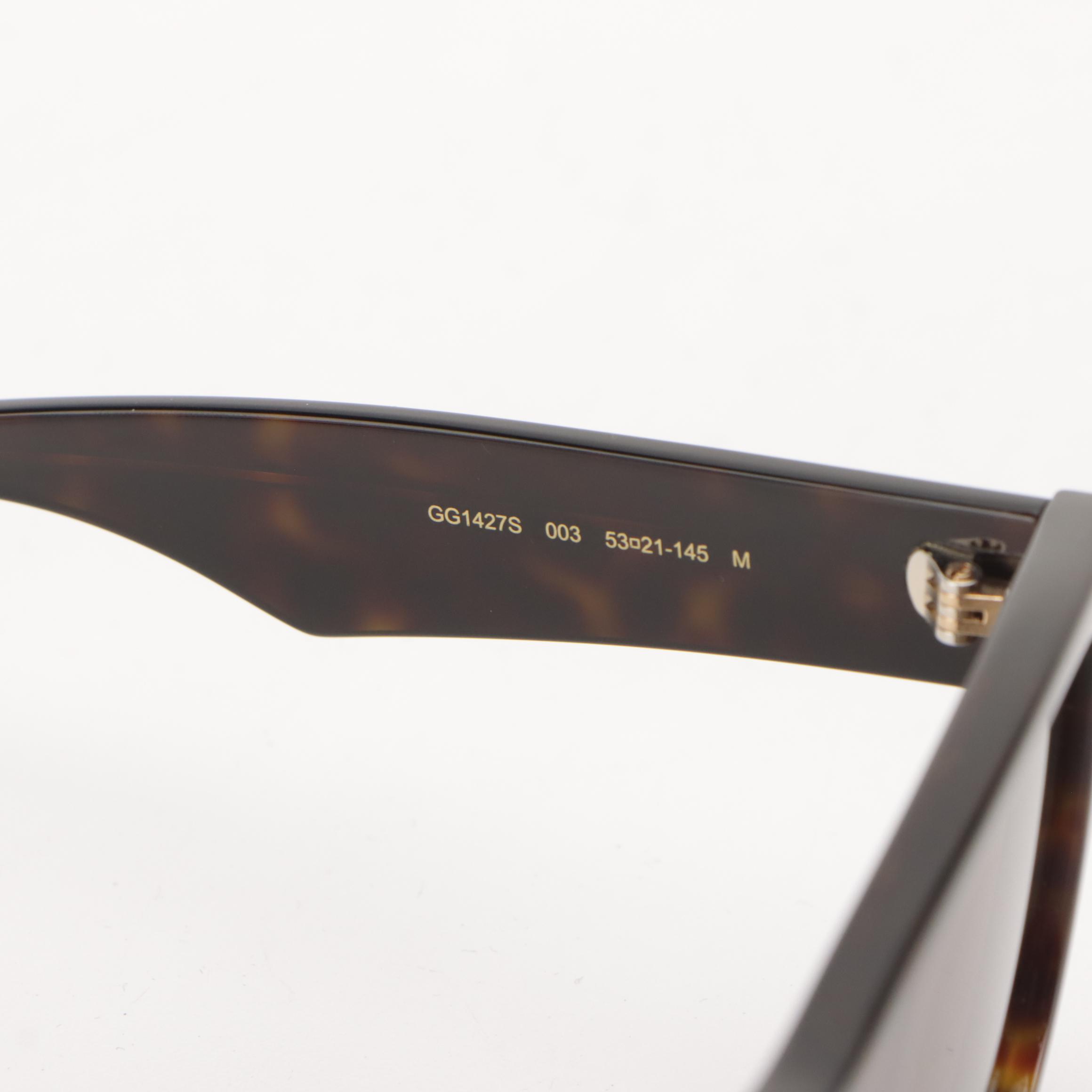 Gucci GG1427S Havana Square Sunglasses with Case