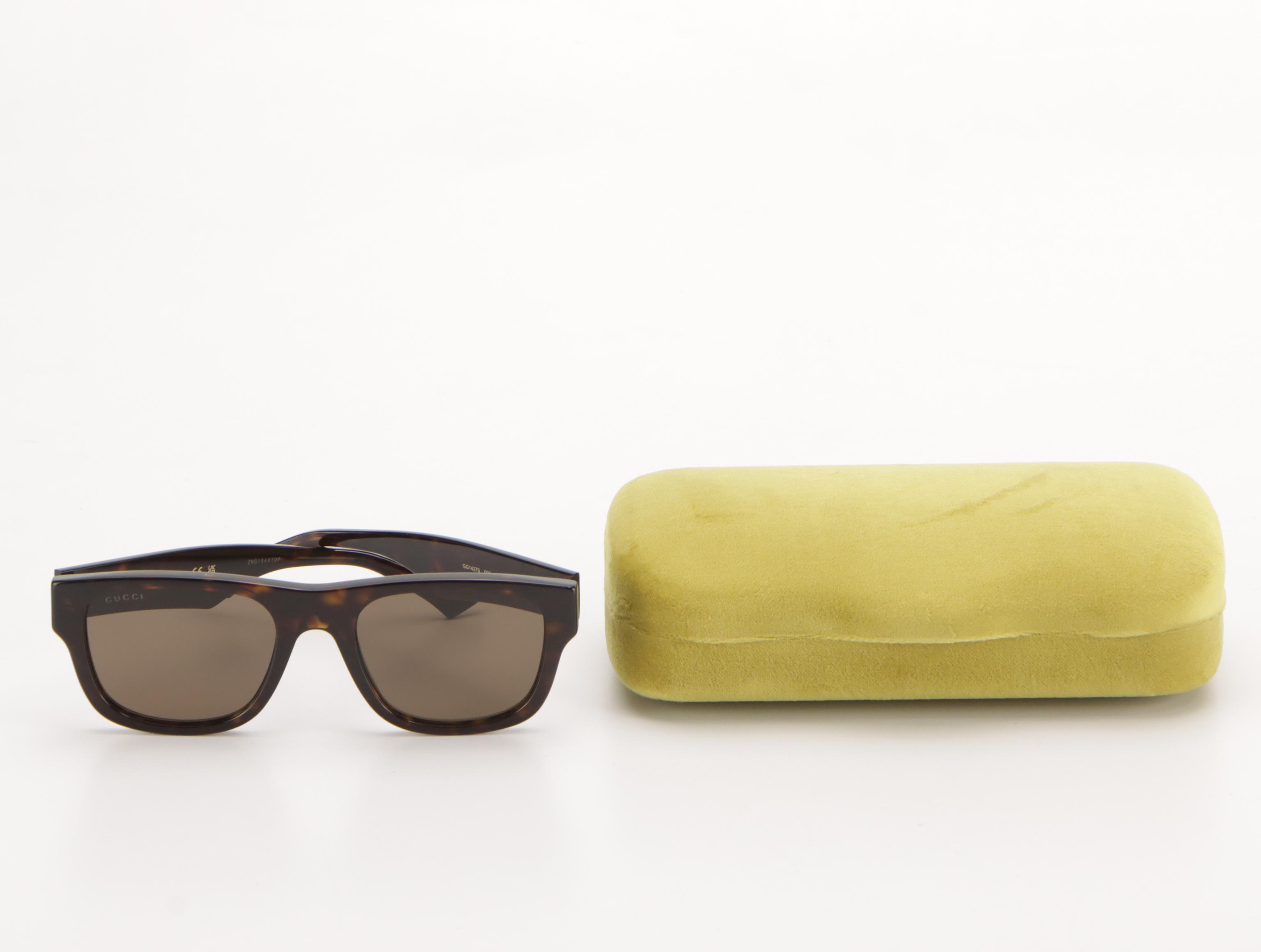 Gucci GG1427S Havana Square Sunglasses with Case