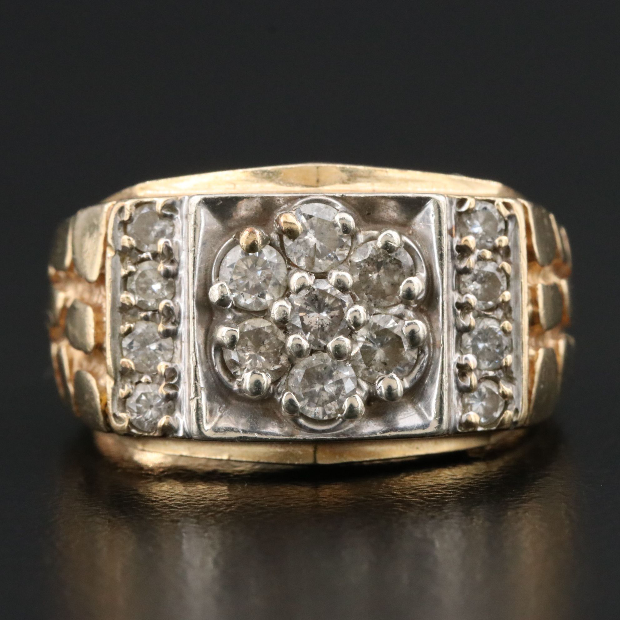 10K 1.02 CTW Diamond Nugget Ring