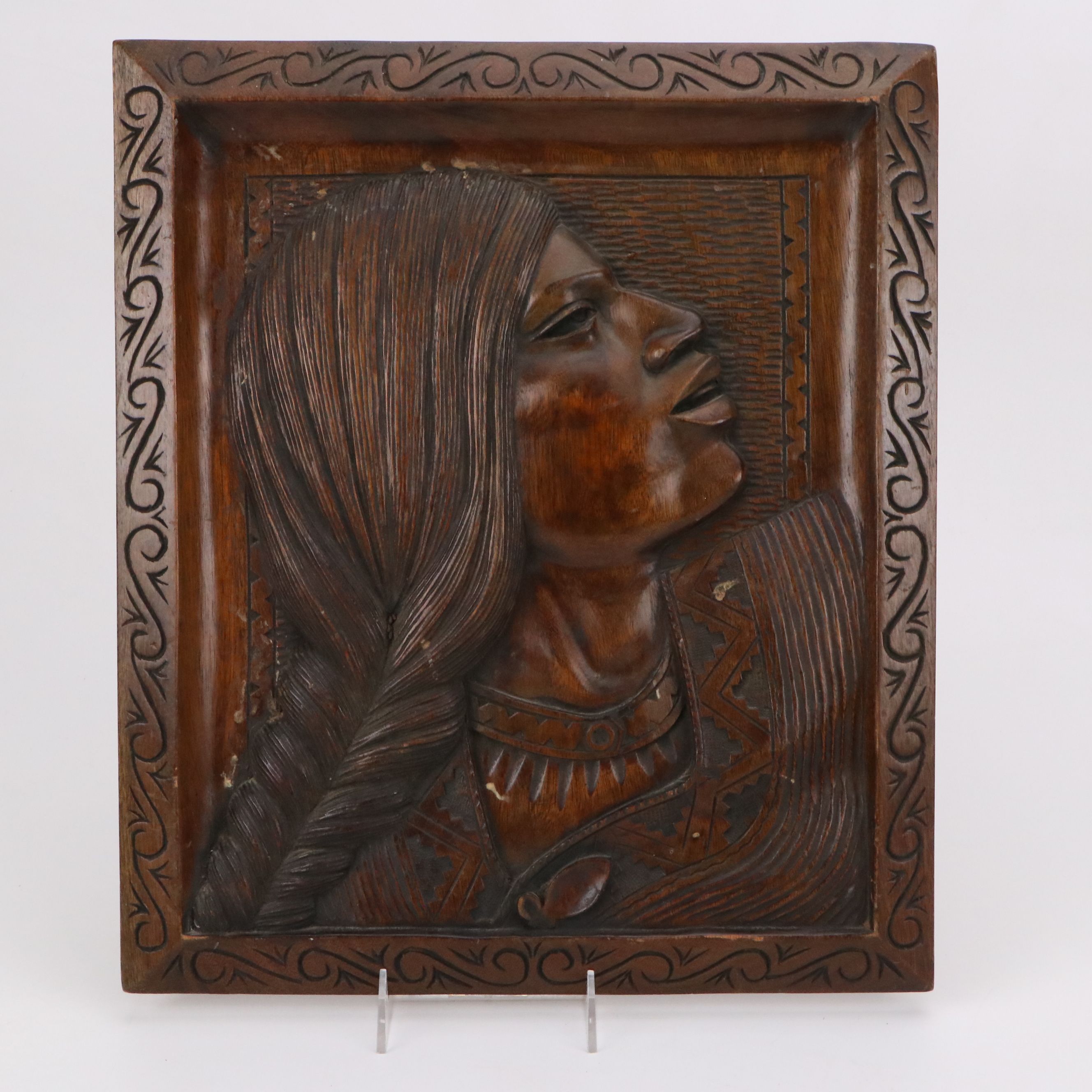 Artist Signed Carved Wooden Portraits