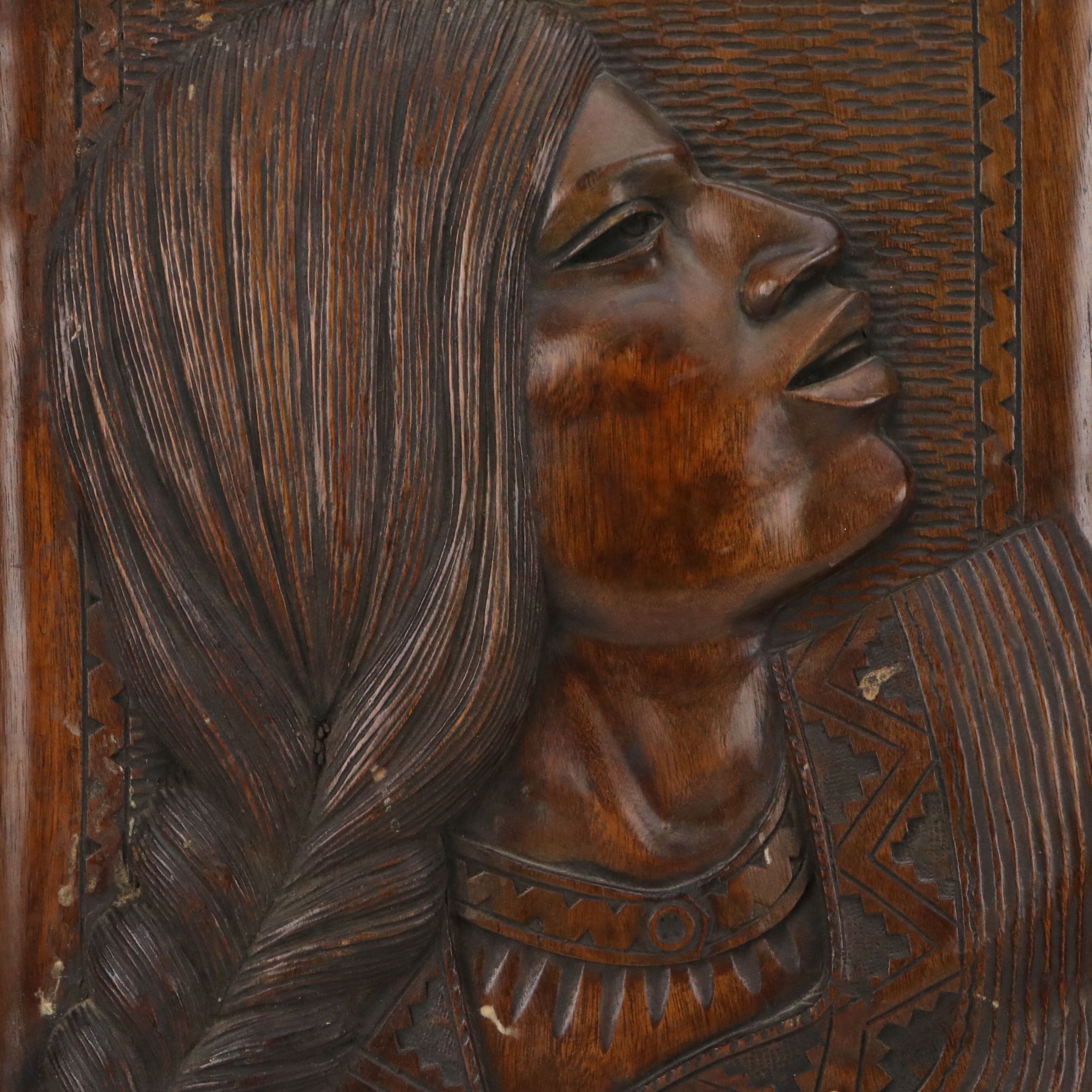 Artist Signed Carved Wooden Portraits