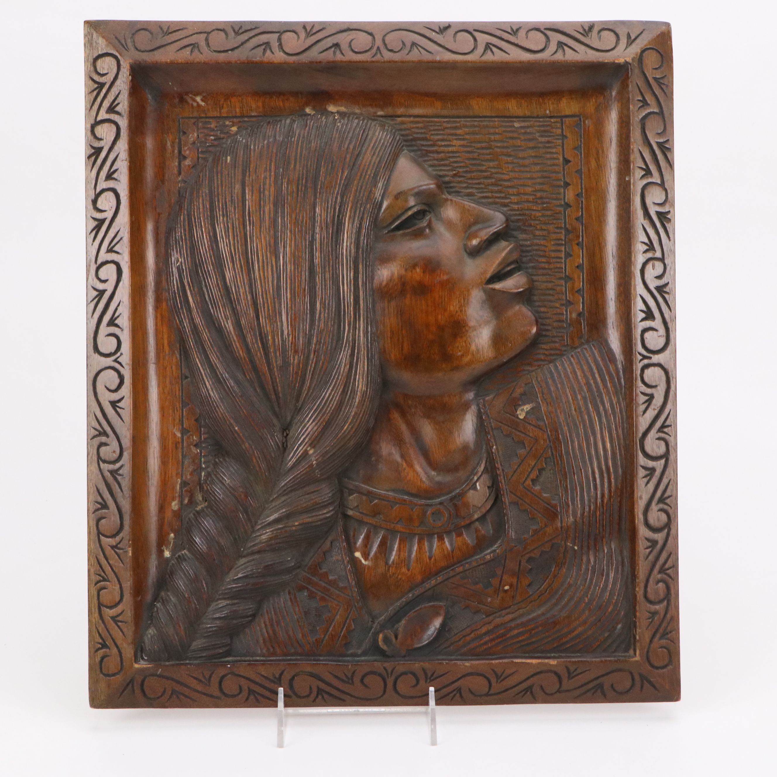 Artist Signed Carved Wooden Portraits