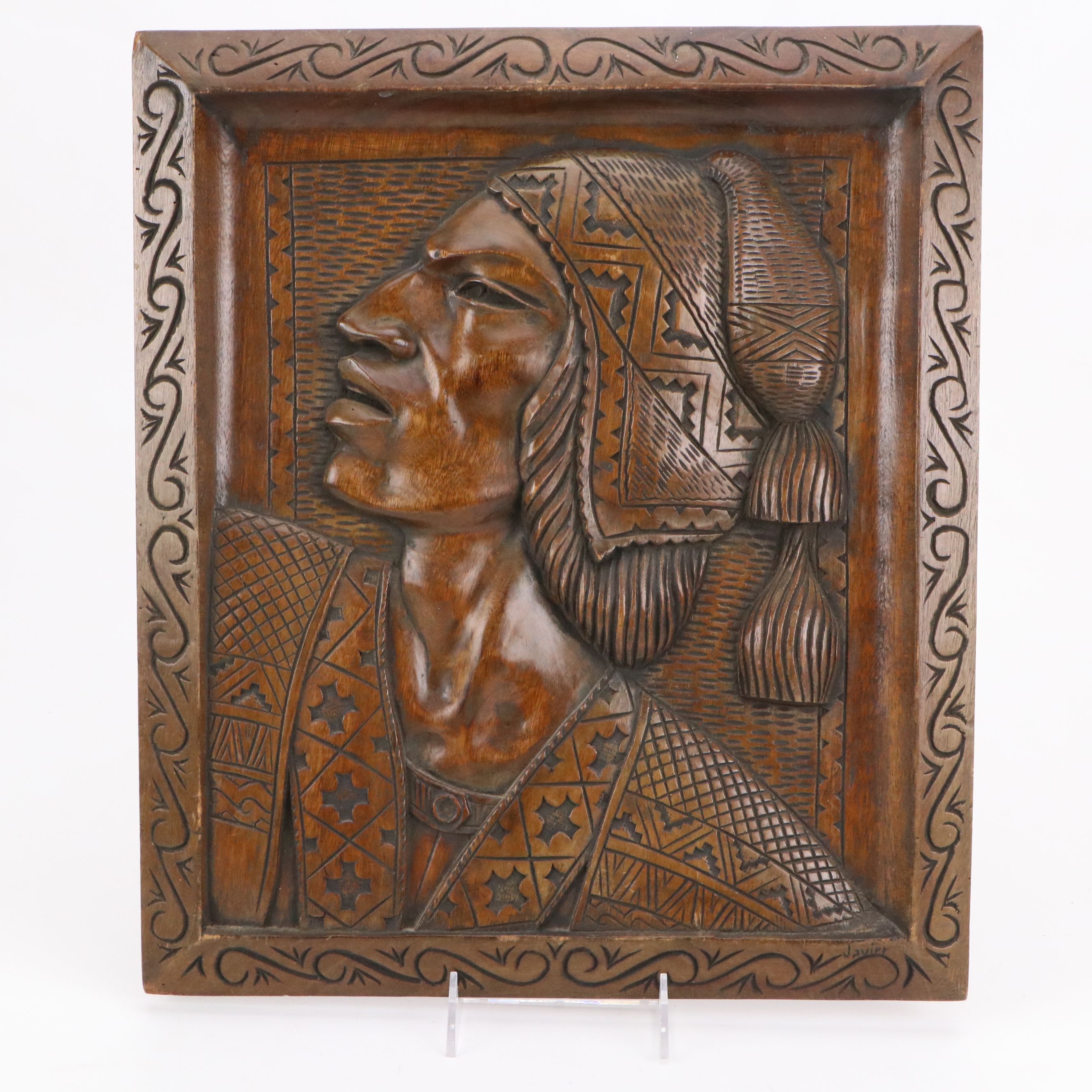 Artist Signed Carved Wooden Portraits