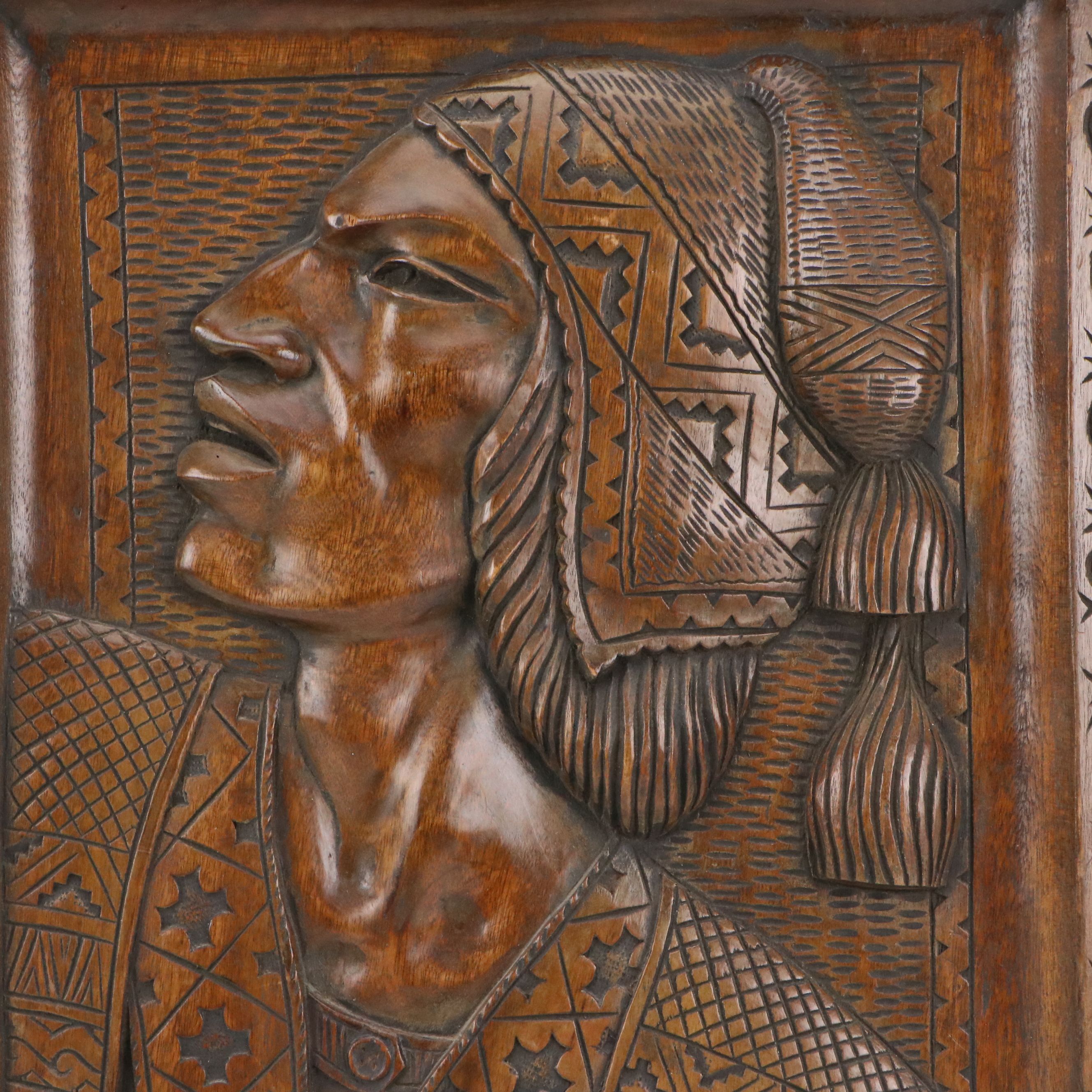 Artist Signed Carved Wooden Portraits