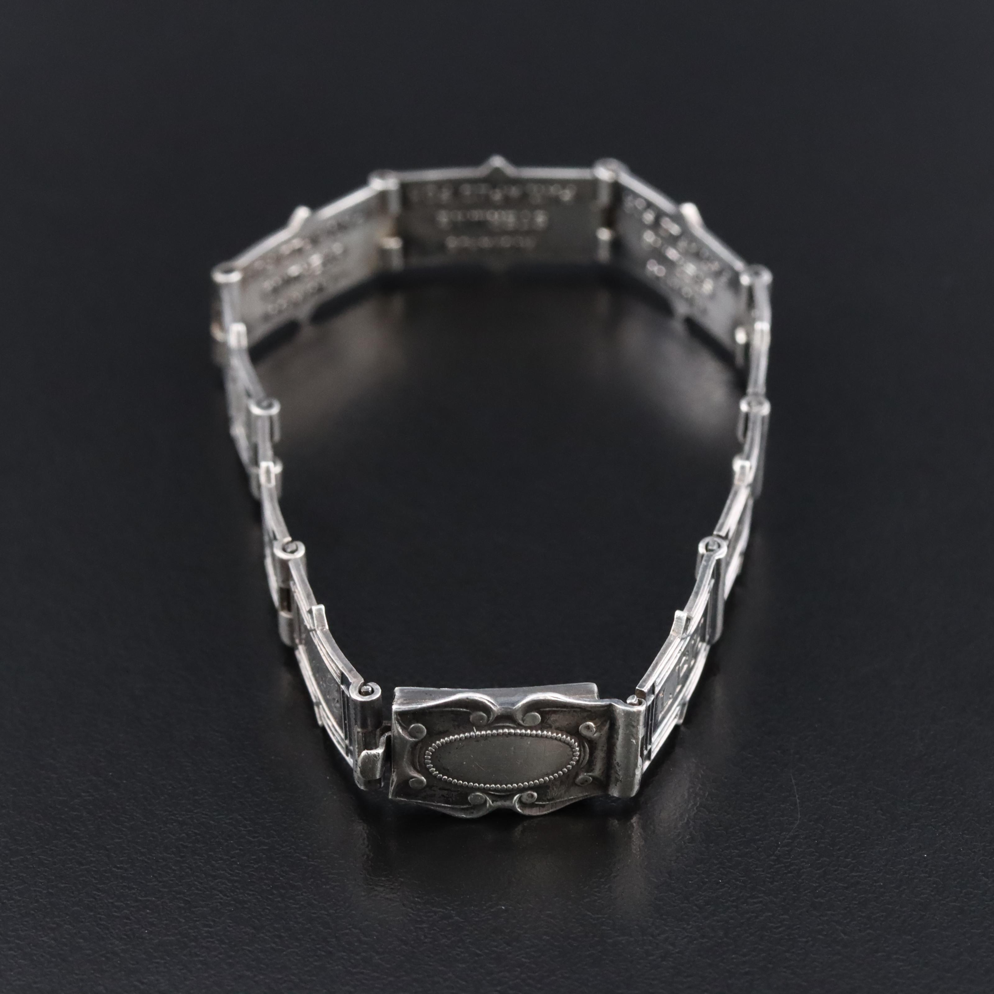 WWI Era Sterling Forget-Me-Not Personalized Bracelet, 1915