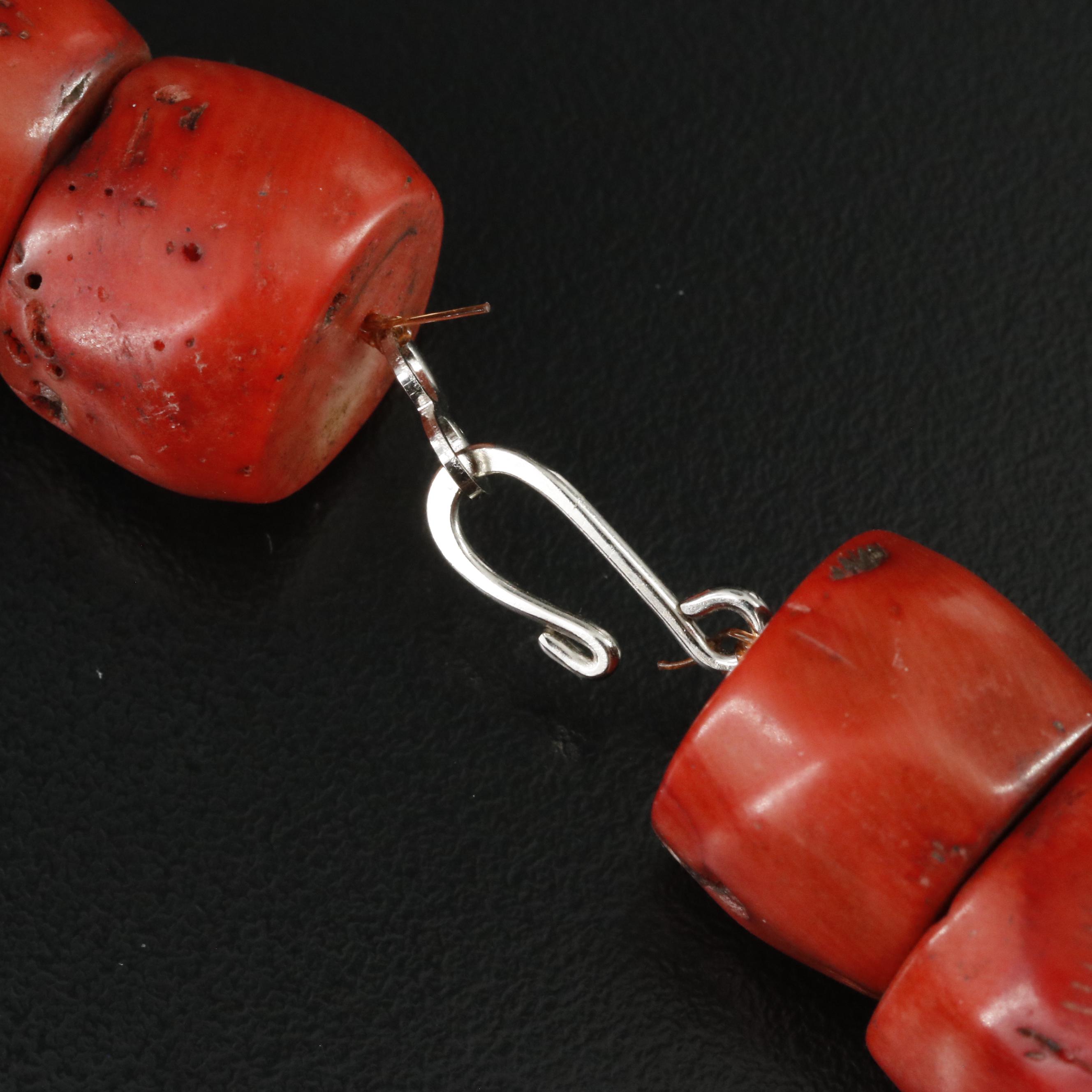 Coral Necklace and Hank of Agate Beads