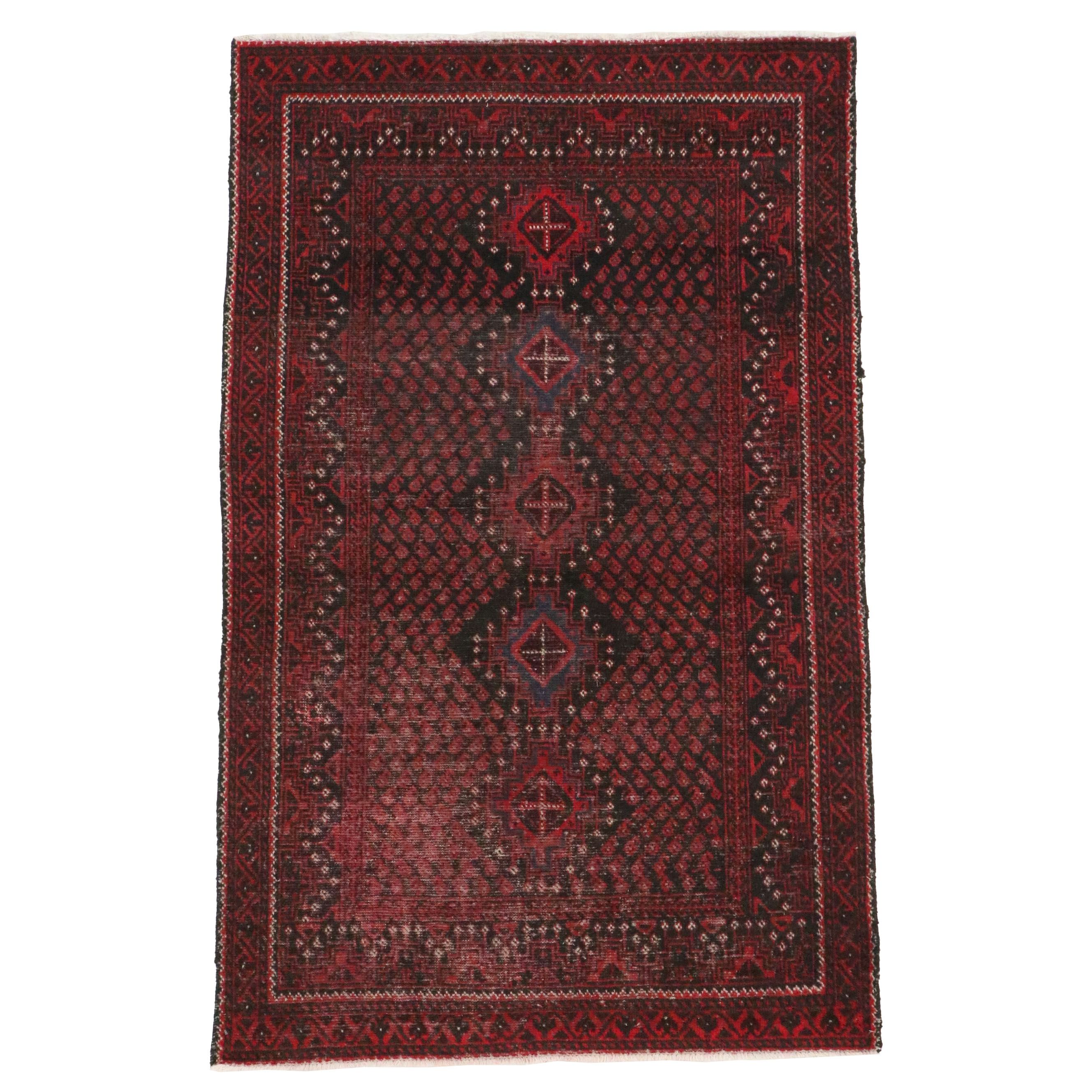 4'2 x 6'5 Hand-Knotted Afghan Baluch Area Rug