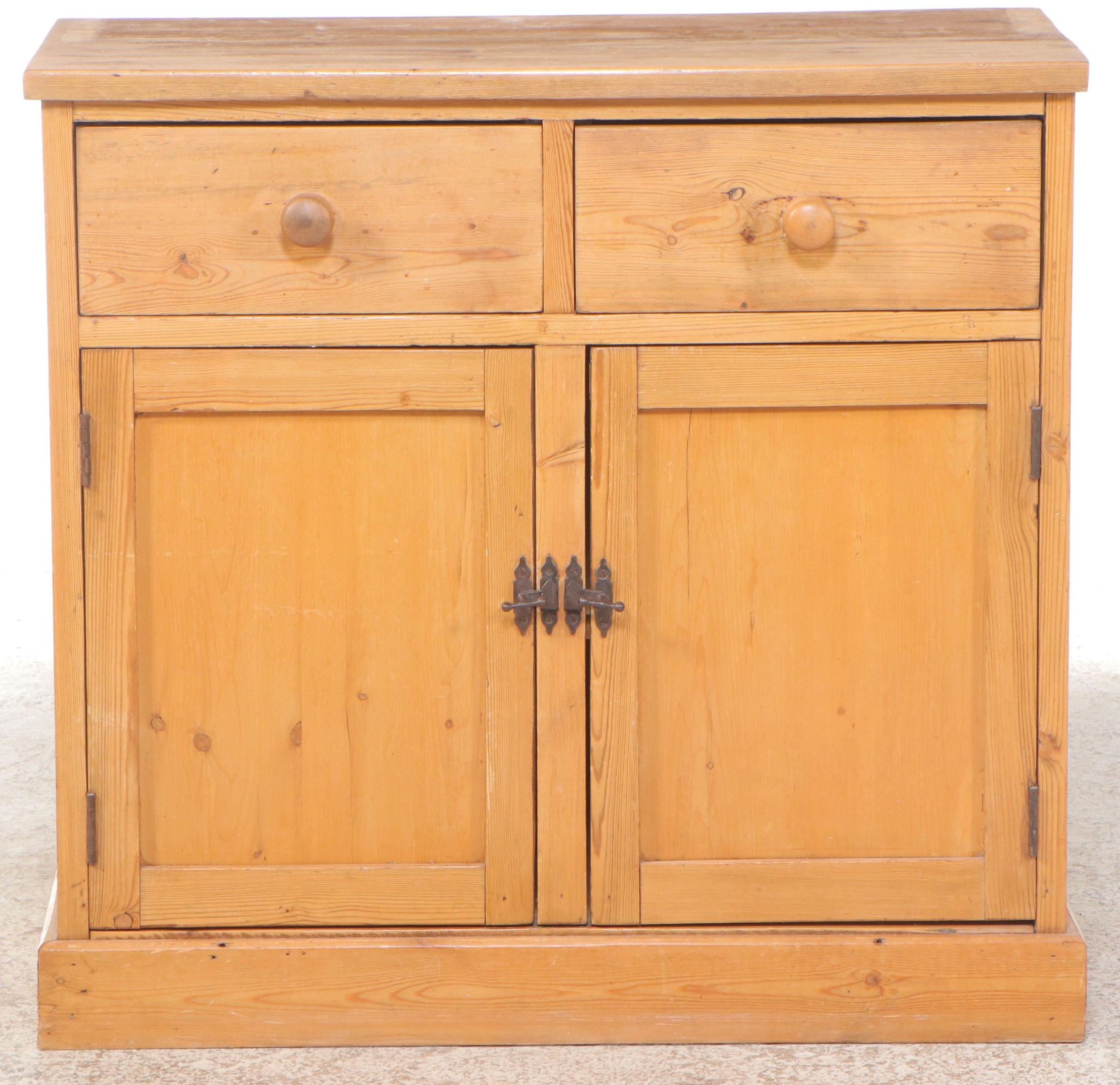 Rustic Style Pine China Cabinet with Pair of Corner Wall Shelves, 20th Century