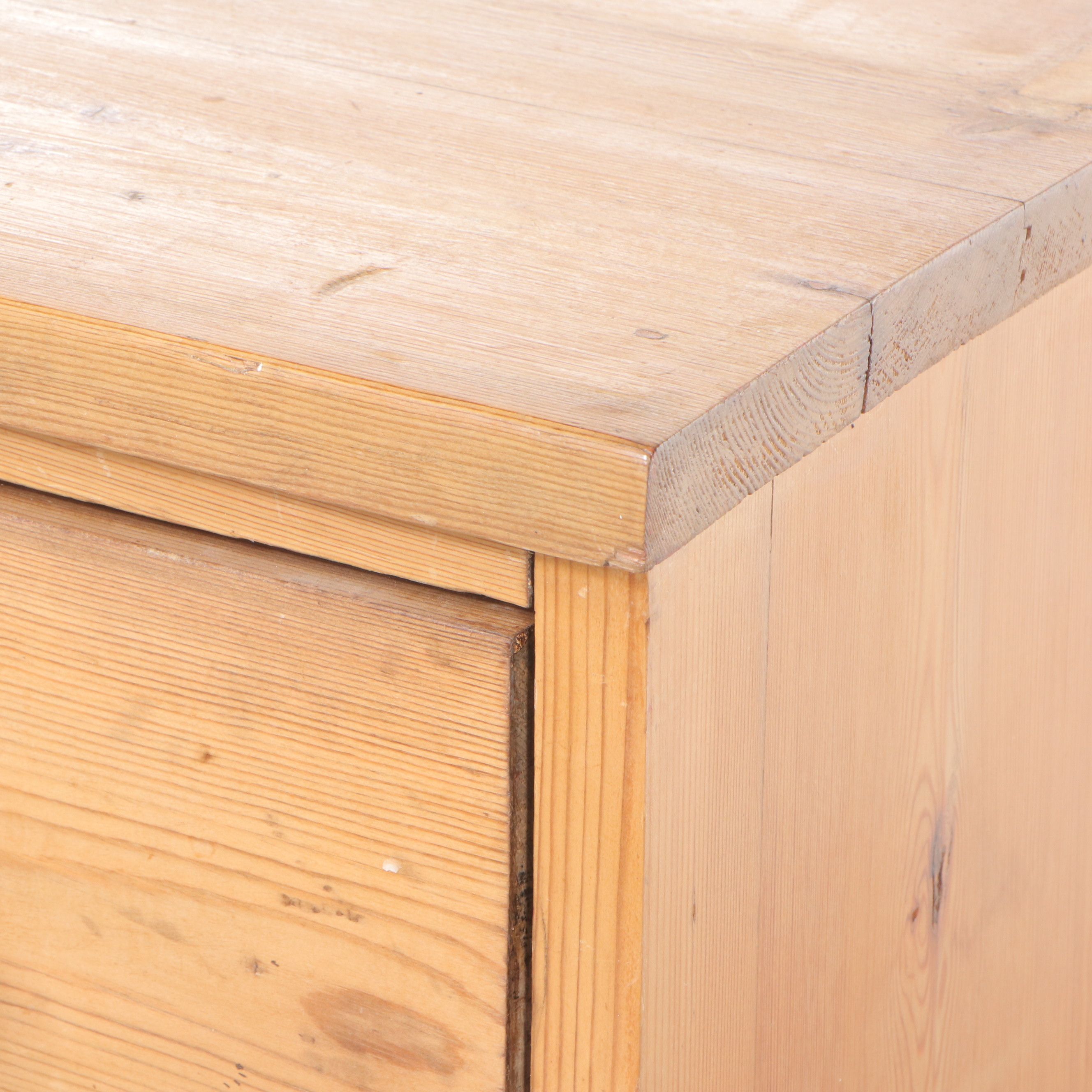 Rustic Style Pine China Cabinet with Pair of Corner Wall Shelves, 20th Century