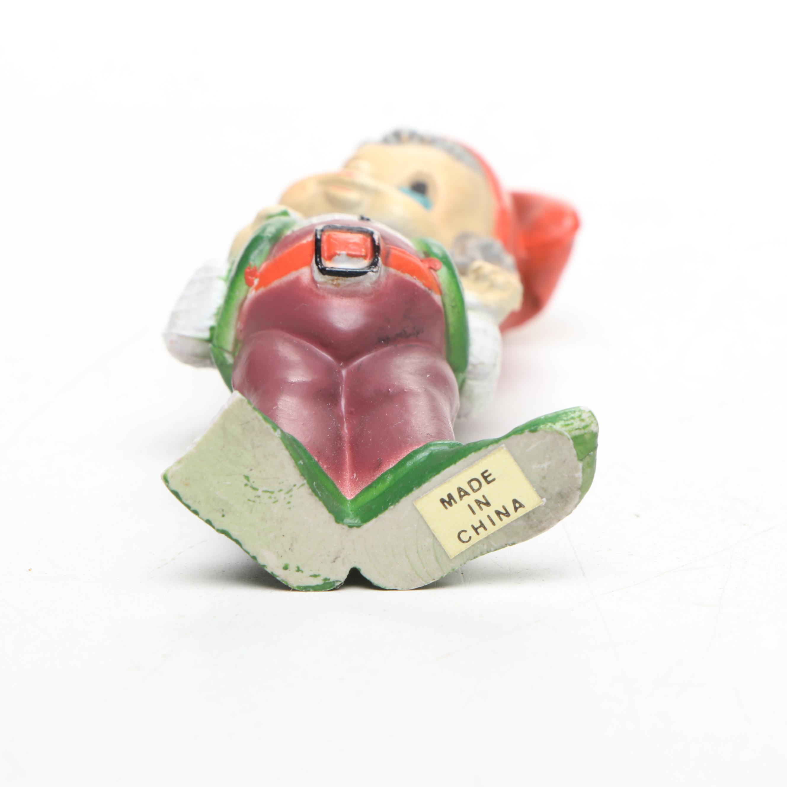 Ceramic Shoe with Artist Signed Plastic and Ceramic Figurines