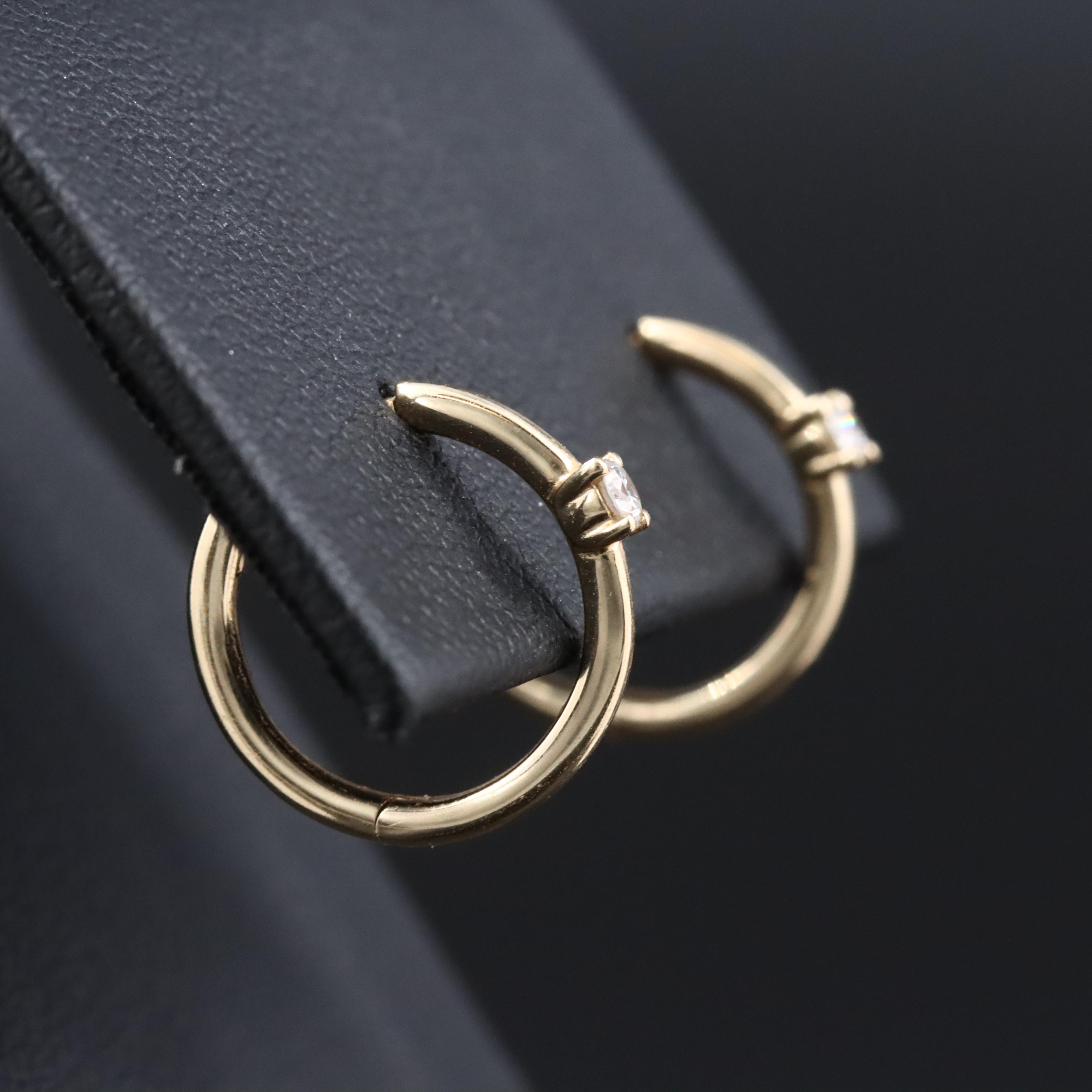 14K 0.07 CTW Diamond Hoop Earrings