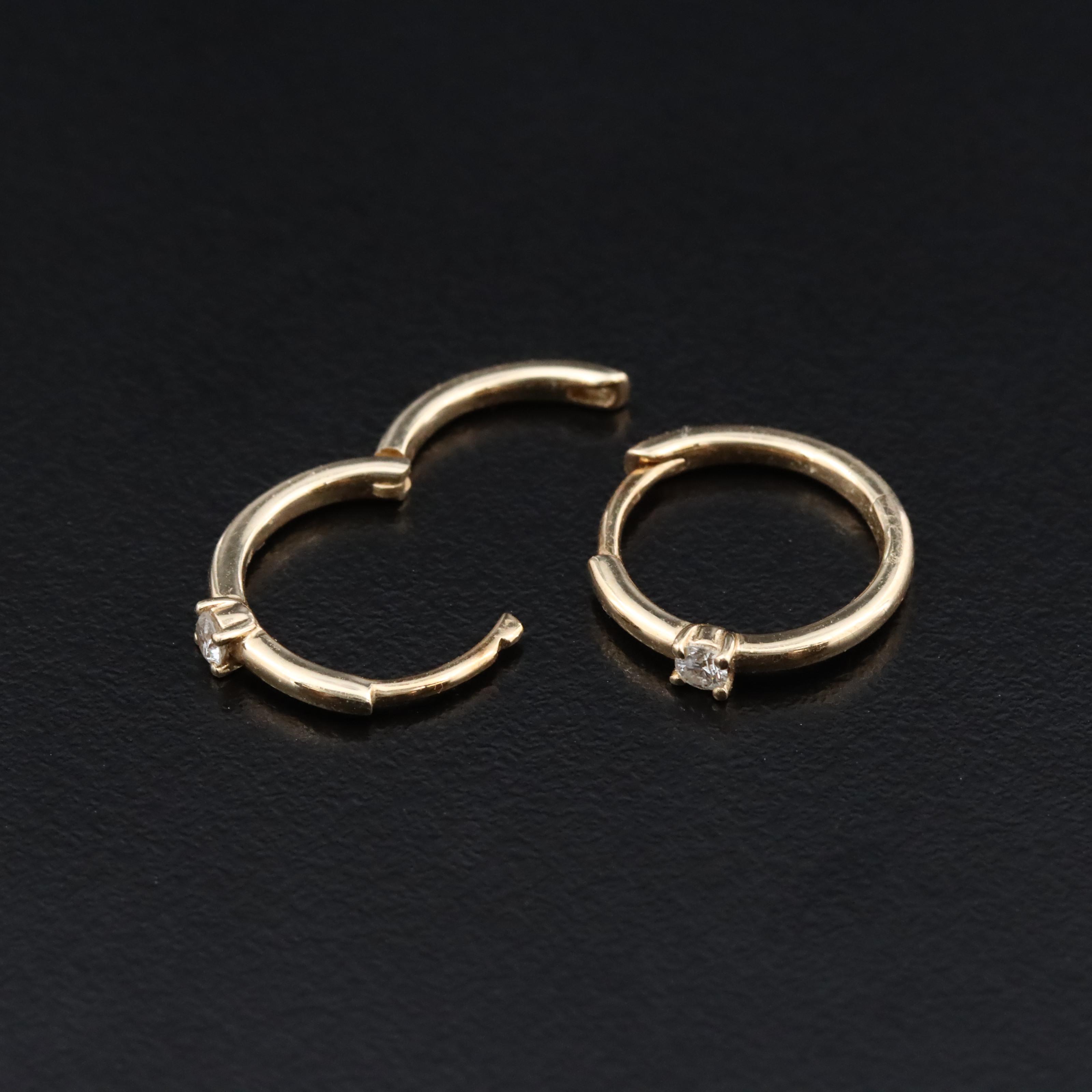 14K 0.07 CTW Diamond Hoop Earrings