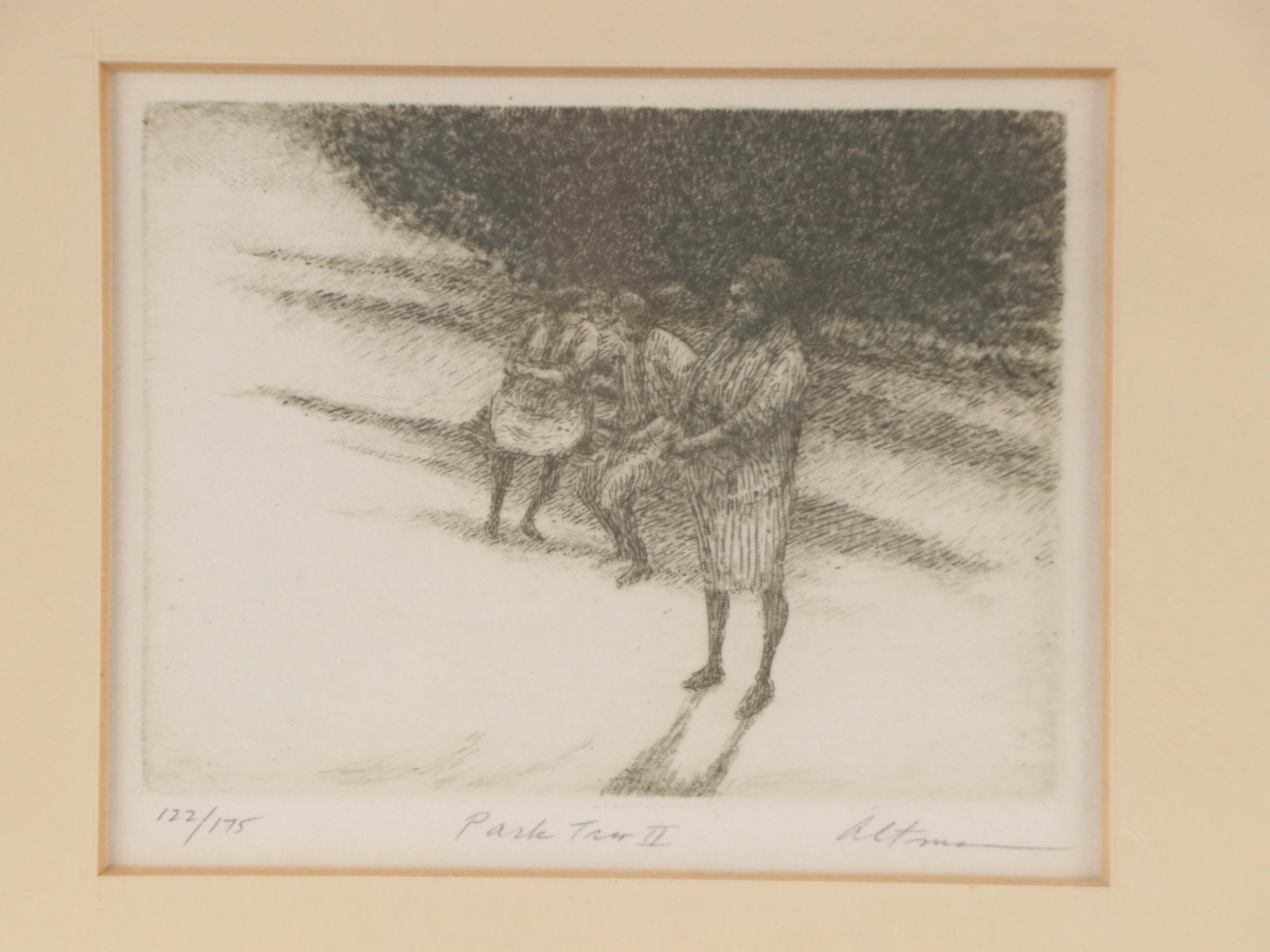 Harold Altman Etching "Park Trio II," Circa 1965