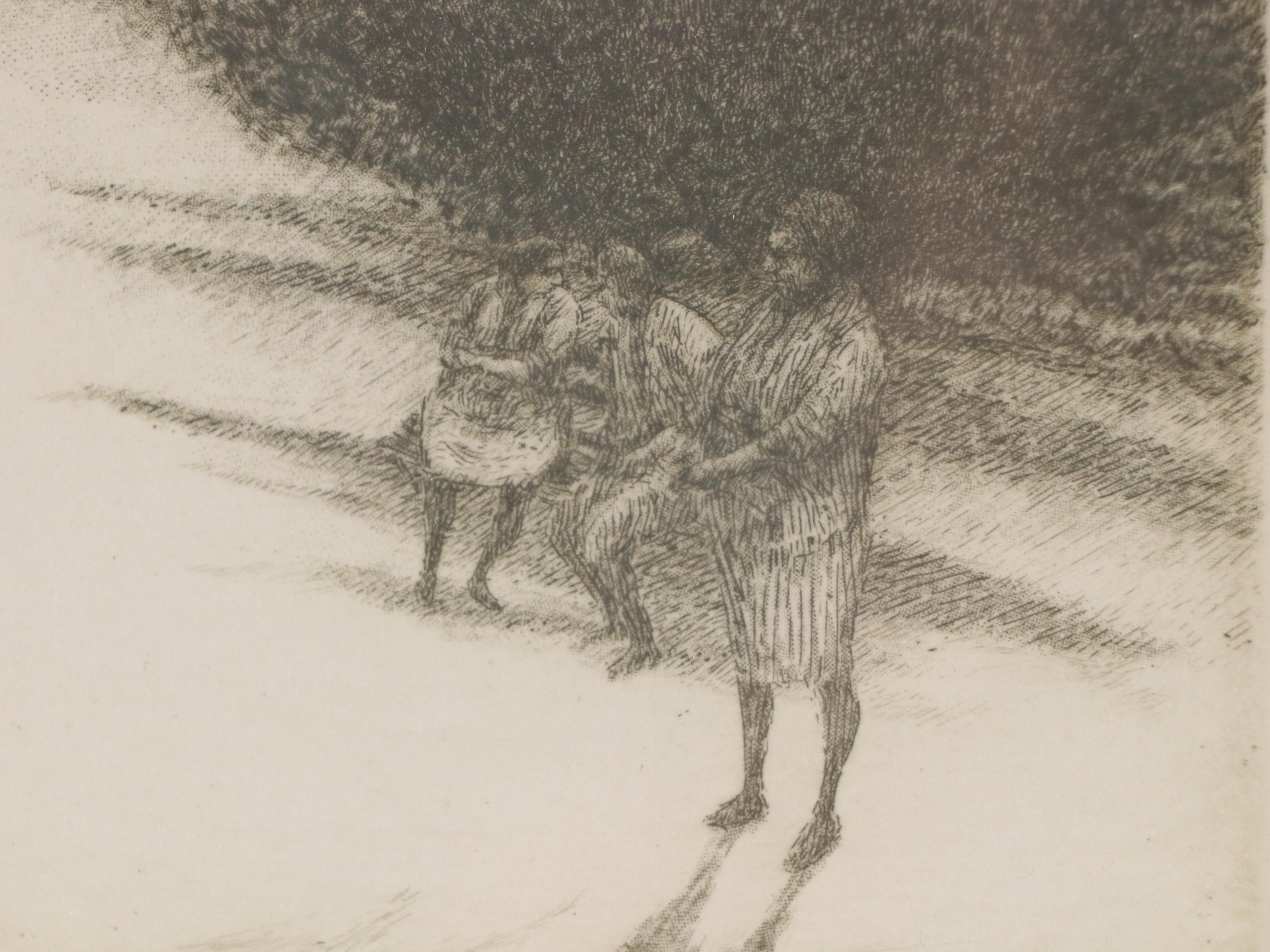 Harold Altman Etching "Park Trio II," Circa 1965
