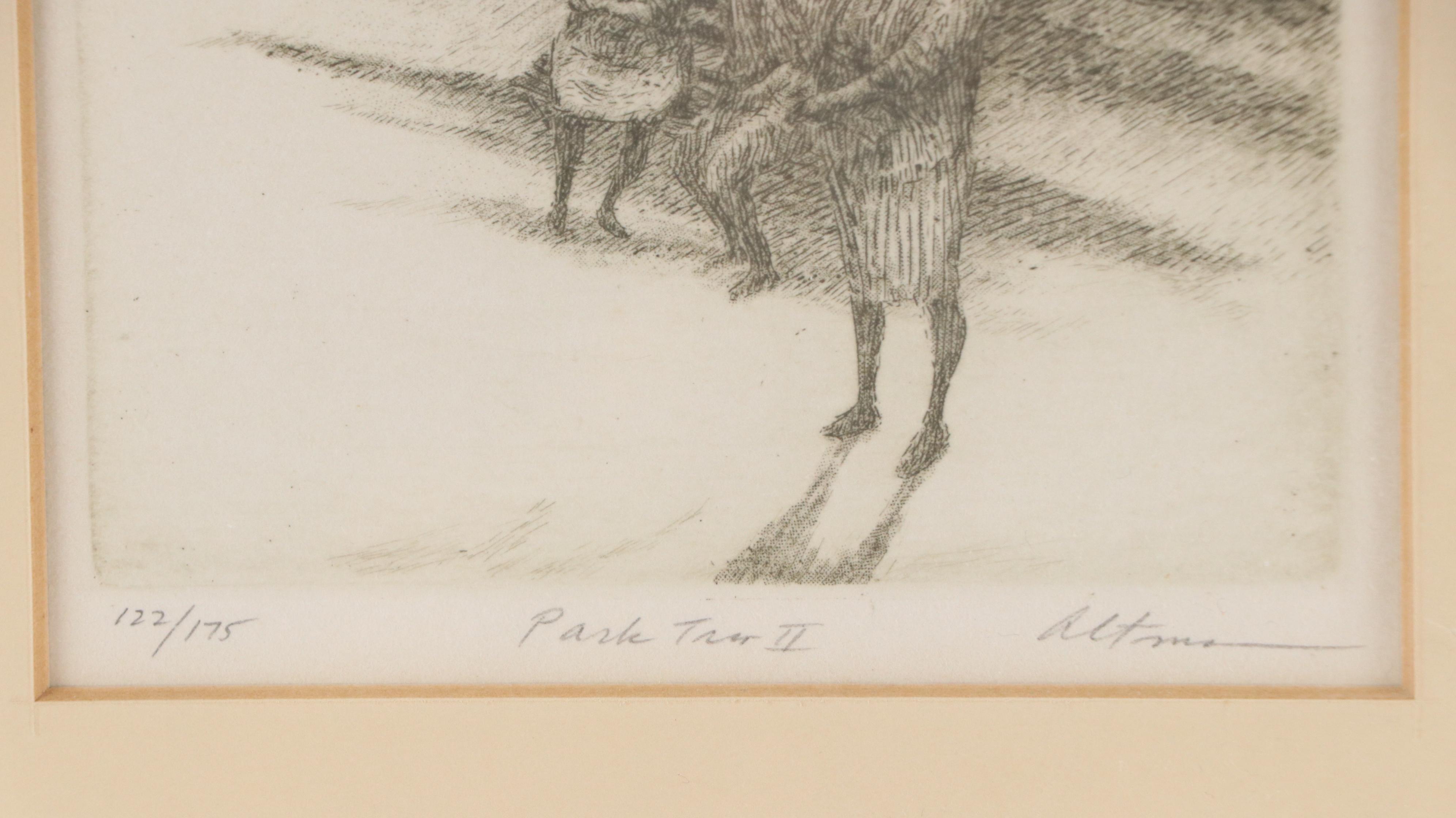 Harold Altman Etching "Park Trio II," Circa 1965