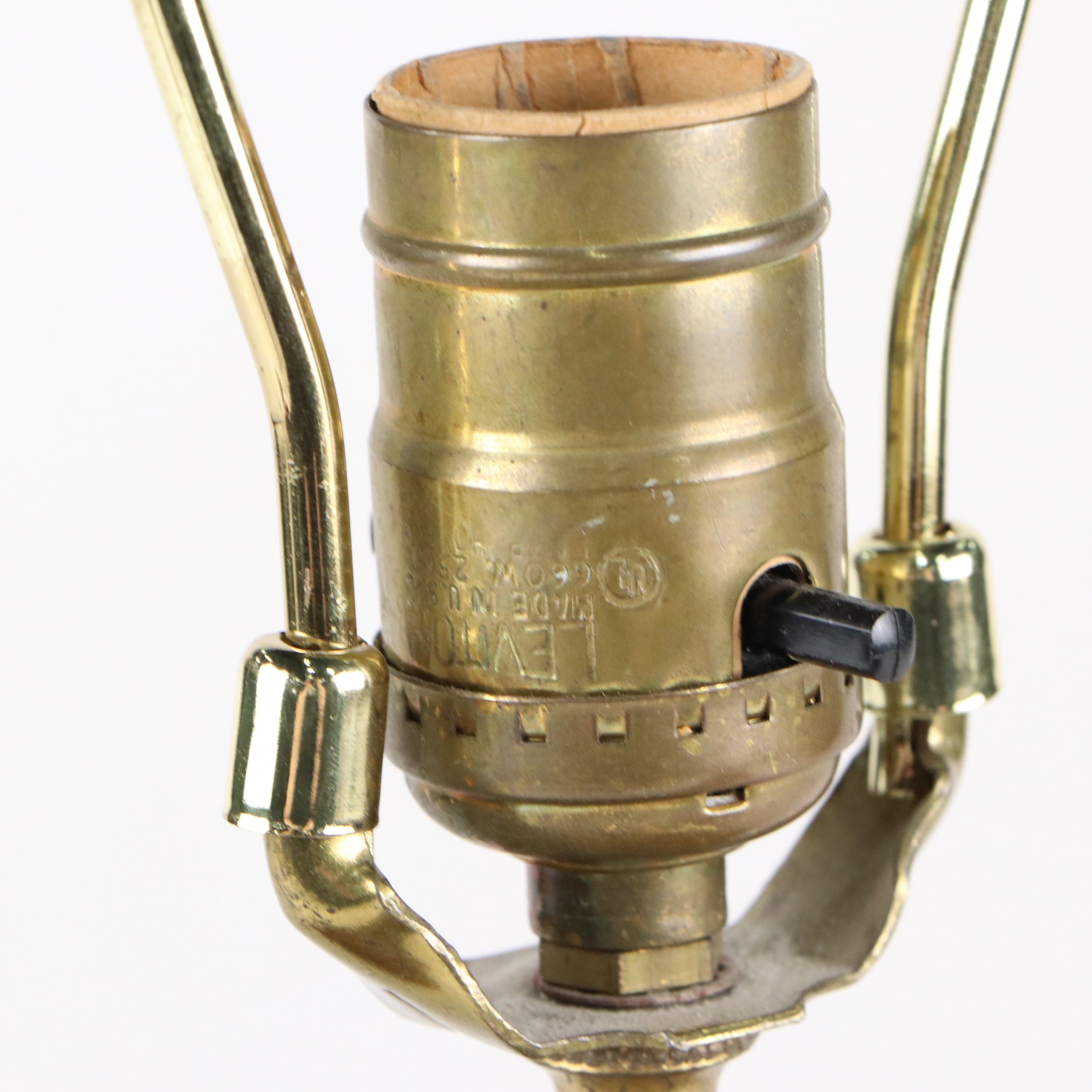 Burl Wood with Stone Inclusions Table Lamp with Embossed Faux Leather Lamp Shade