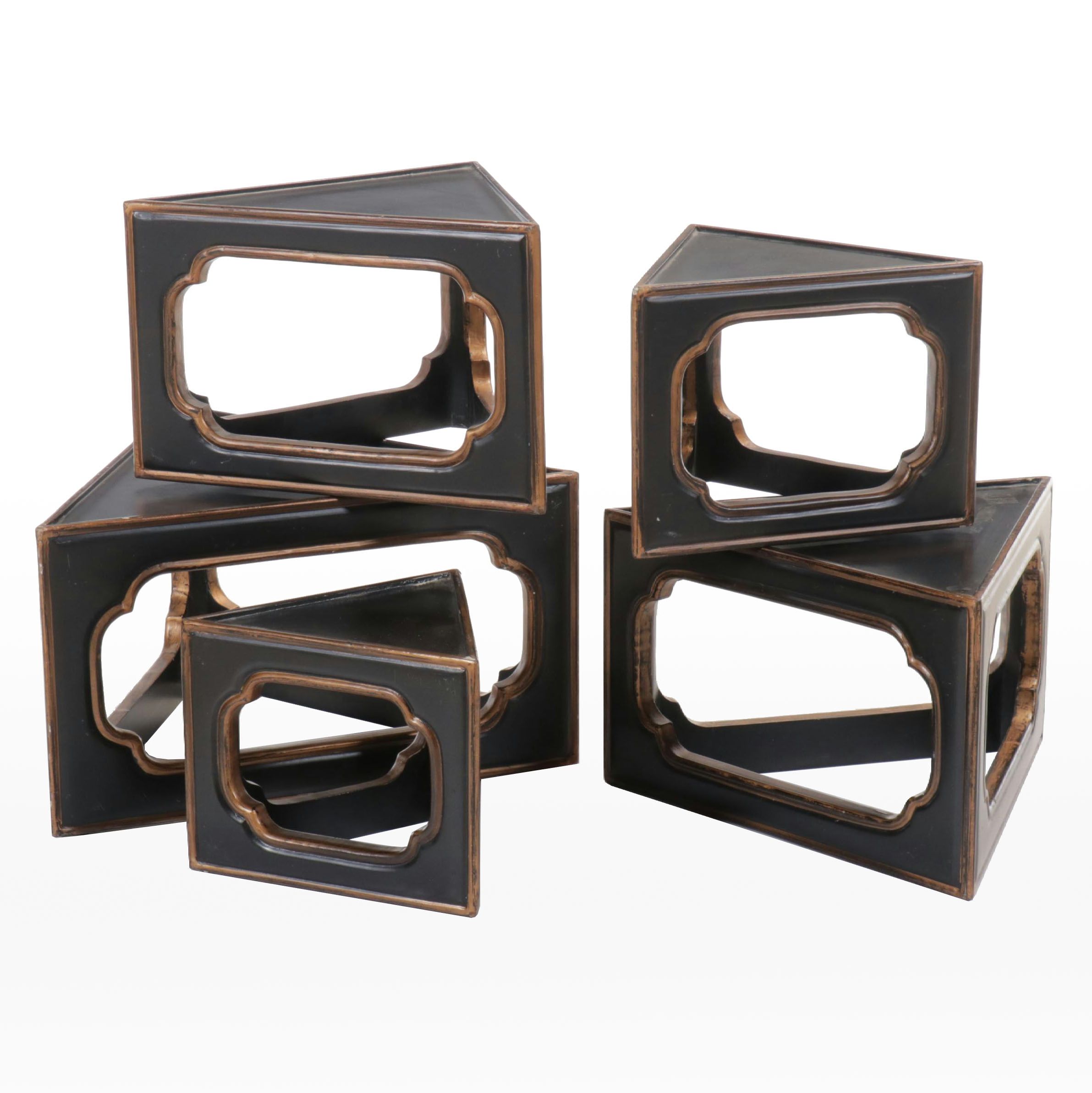 Set of Five Interlude Home Inc. Chinese Lacquered Plant Stands